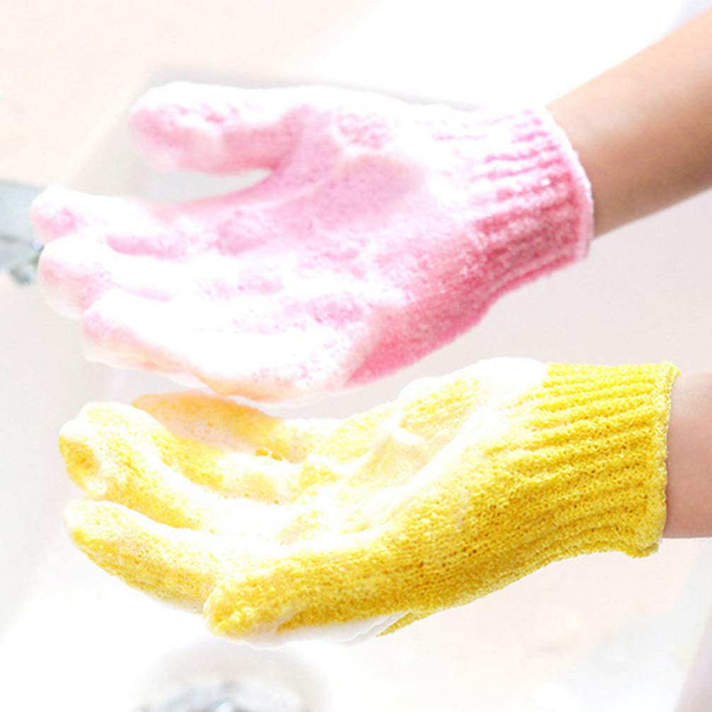 Ciieeo Exfoliating Bath Gloves - 4 Pairs Body Scrubber Mitts for Dead Skin Removal, Spa & Shower | Soft Washcloths for Back Massage & Skin Renewal | Perfect for Home Spa Day, Gift Sets & Bathroom Essentials (Random Colors)