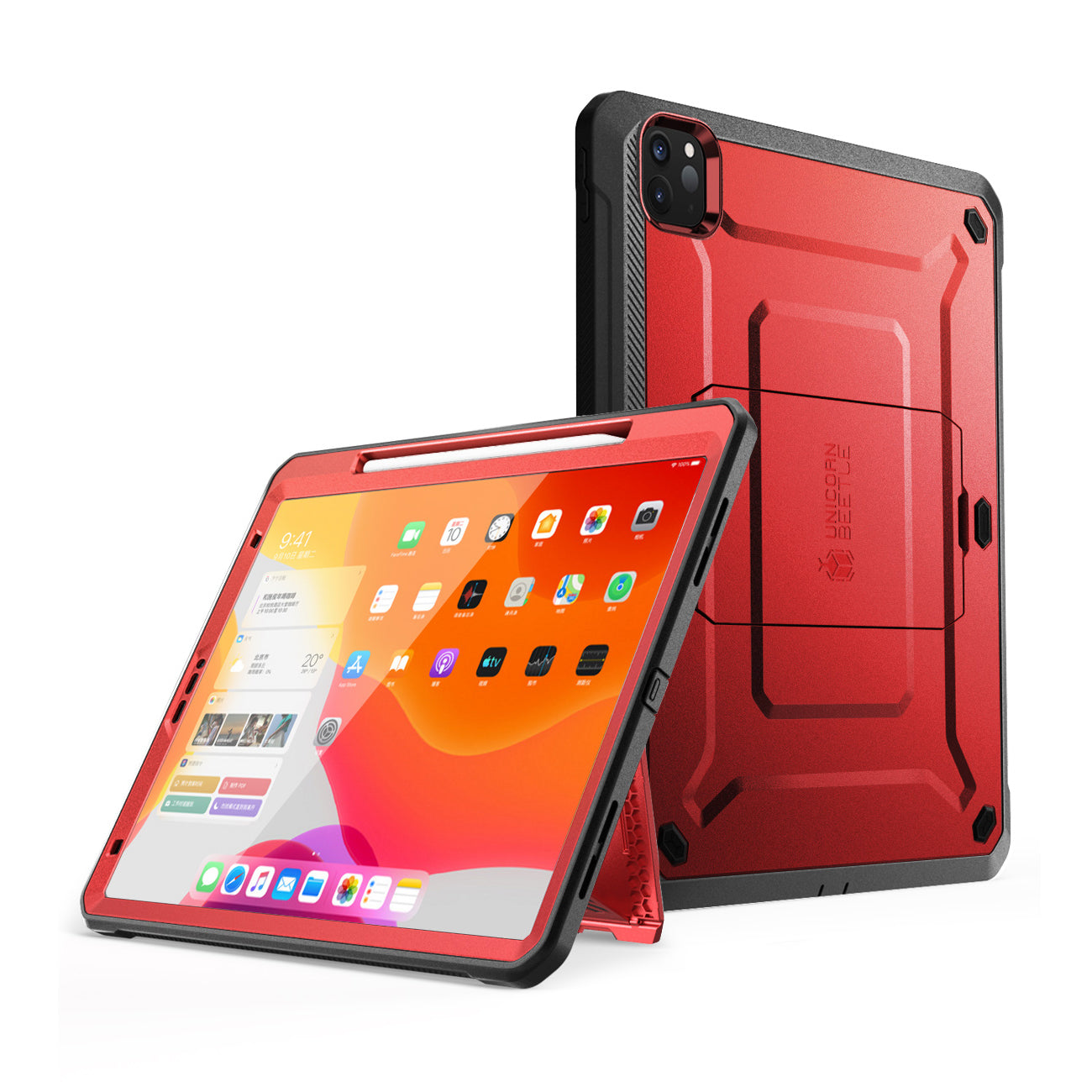iPad Pro 11 Inch (2020) Unicorn Beetle Pro Rugged Protective Case - Metallic Red (Open Box) | Shockproof & Drop Protection | Perfect for Outdoor Adventures, Construction Sites & Daily Commutes