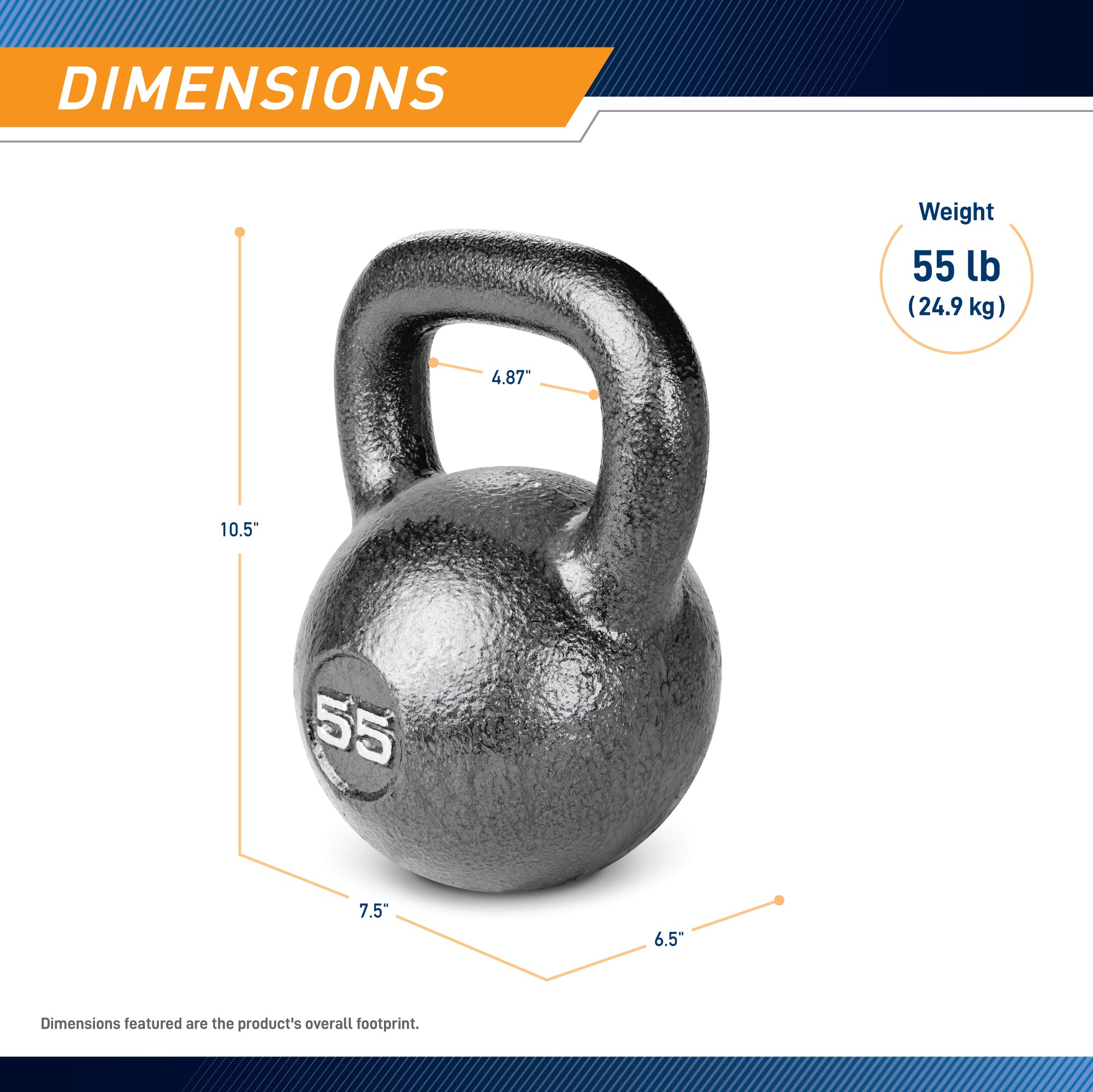 55lb Hammertone Kettlebell - Premium Cast Iron Workout Weight for Strength Training, CrossFit & Home Gym | HKB 055 | Ideal for HIIT, Functional Fitness & Muscle Building