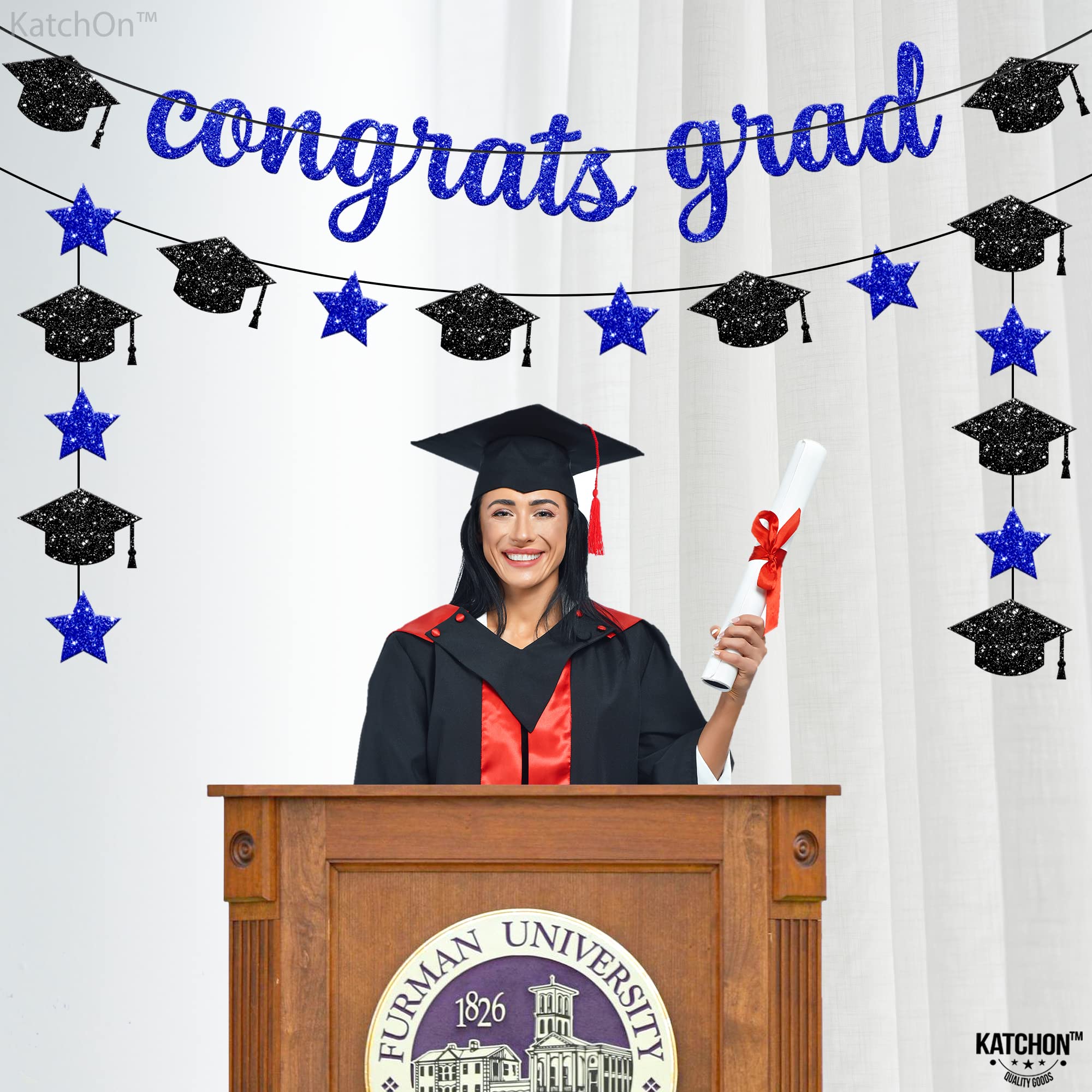 KatchOn 10ft Glitter Graduation Banner - Class of 2025 Congratulations Garland with Pre-Strung Design | Gold & Silver Graduation Party Decorations | Perfect for Graduation Ceremonies, School Events & Photo Backdrops