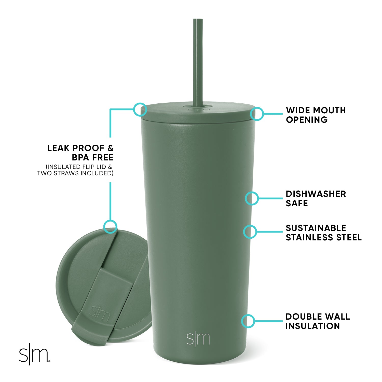 20oz Classic Stainless Steel Tumbler with Lid and Straw - Insulated Double Wall Vacuum Cup for Hot & Cold Drinks - Perfect for Coffee, Tea, Water, Smoothies at Home, Office or Travel
