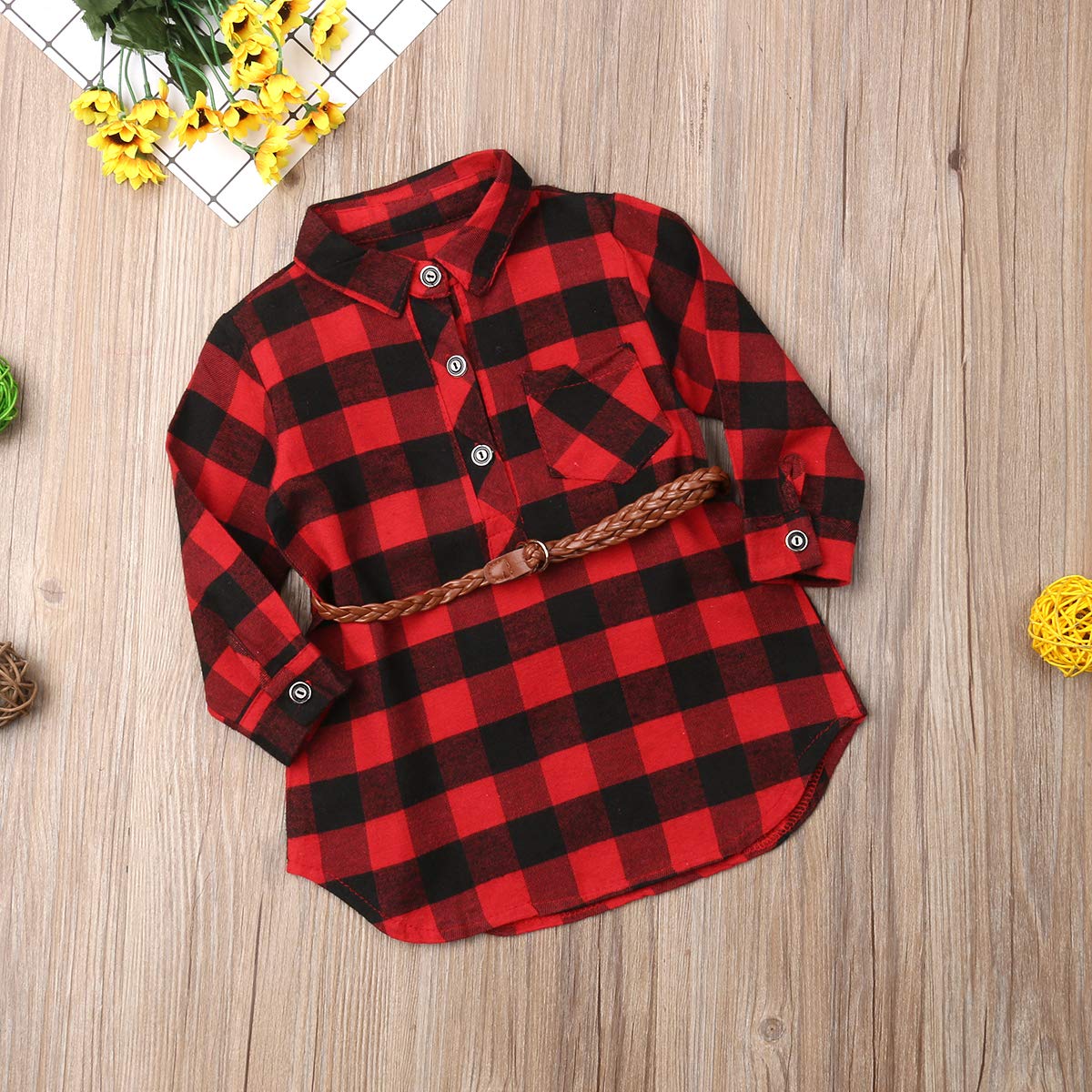 Adorable Toddler Girls Long Sleeve Plaid Party Dress - Princess Wedding Mini Dress with Waistband - Perfect for Birthday Parties, Weddings & Special Occasions