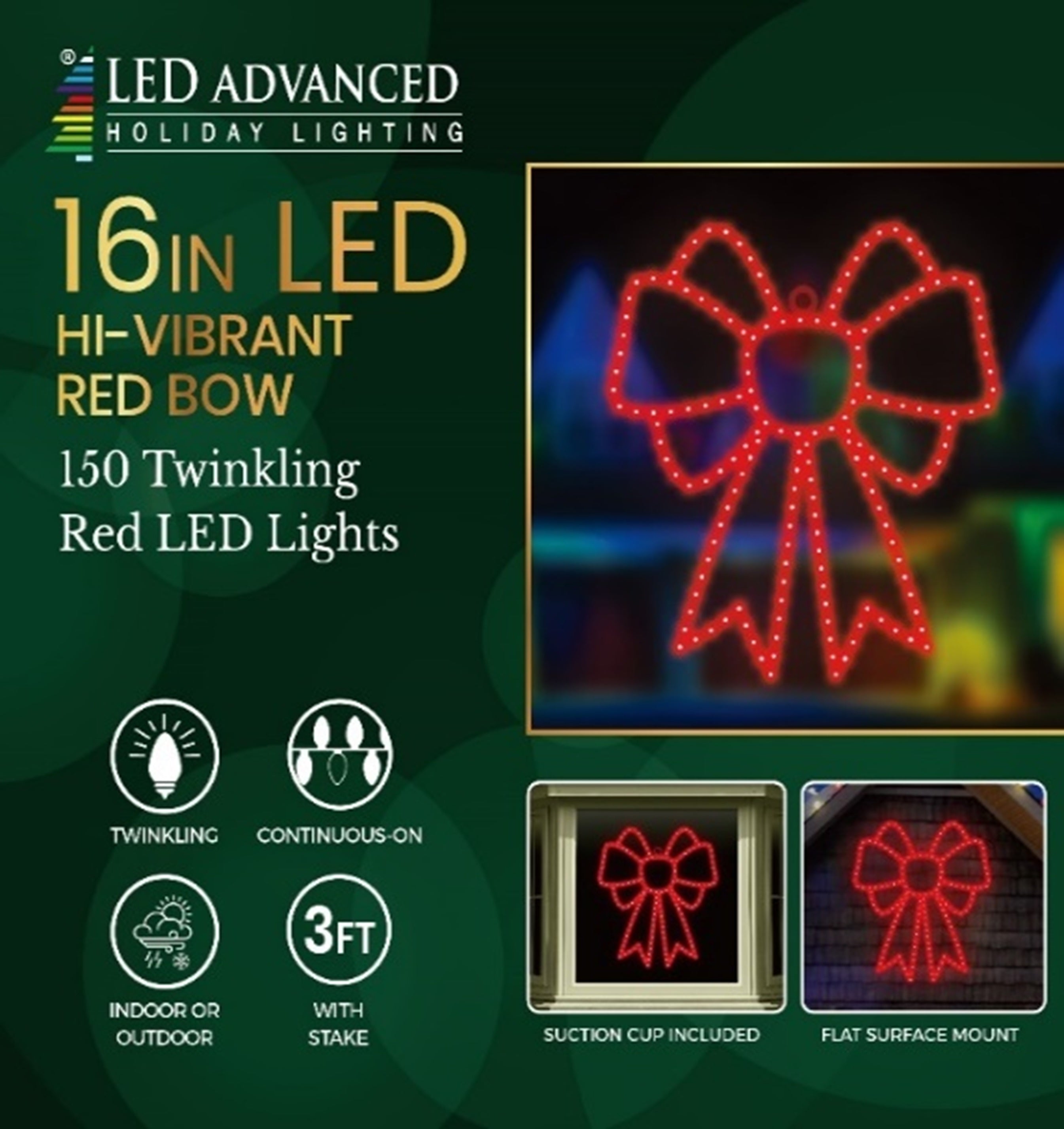 16-Piece Vibrant Twinkling LED Christmas Bow Decorations - Holiday Tree Ornaments, Gift Wrapping Accents & Festive Home Decor for Xmas Parties