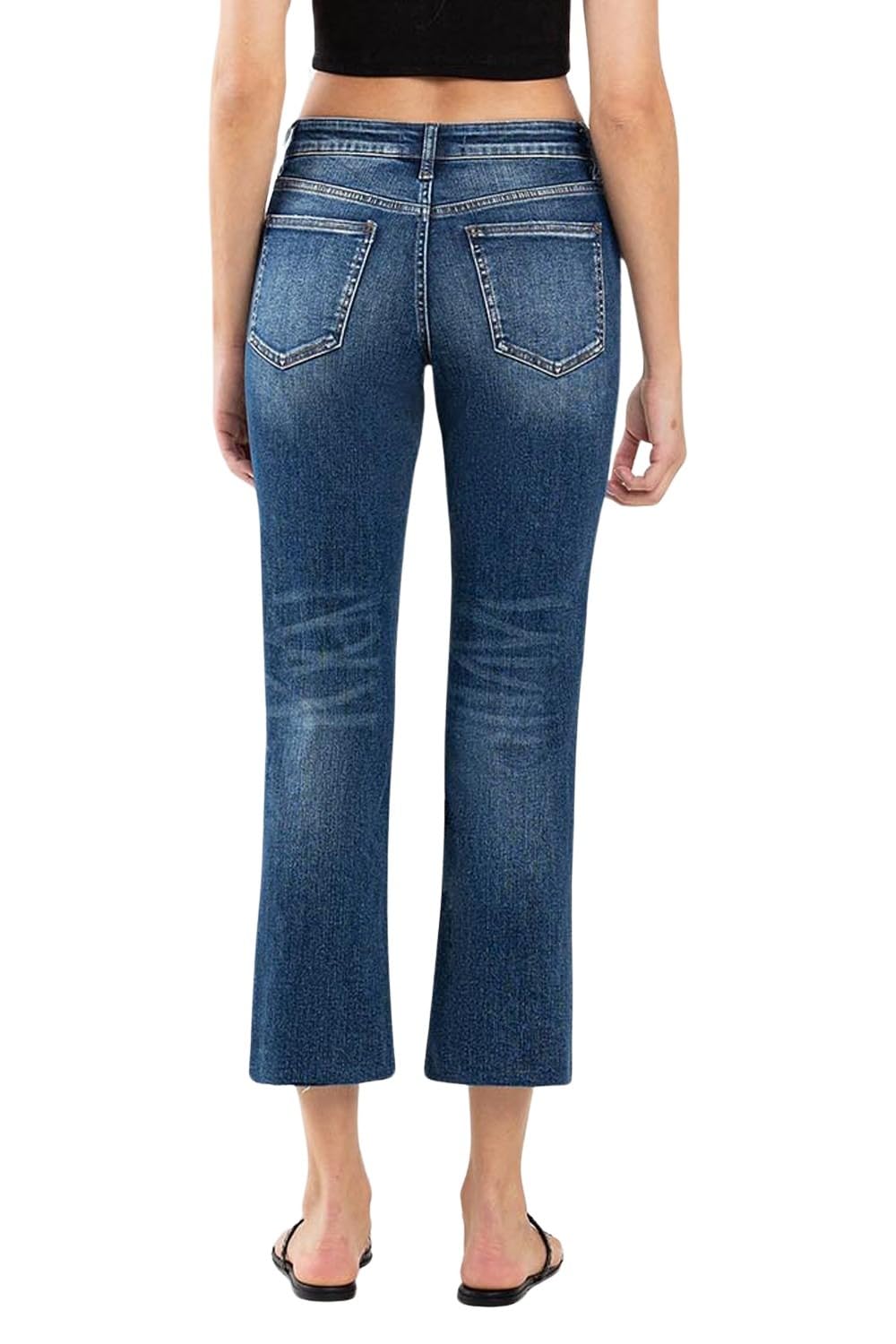 Women's Mid-Rise Clean Cut Raw Hem Cropped Straight Fit Jeans - Comfortable Denim Pants for Casual Wear, Work & Everyday Outfits