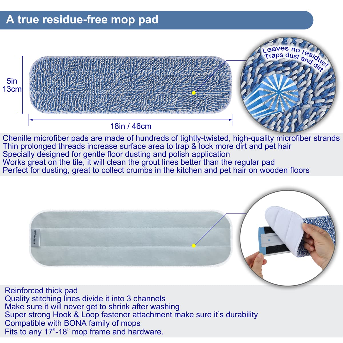 Premium Microfiber Floor Cleaning Pads - 18