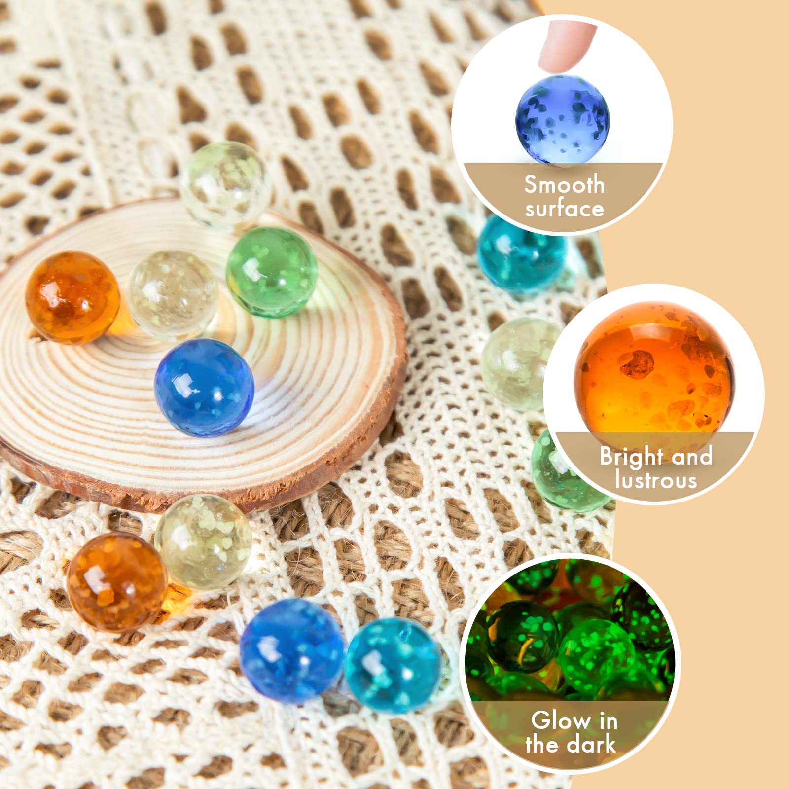 25 PCS Glow in The Dark Marbles - Bulk Luminous Colorful Glass Marbles for Kids, Marble Games & Nighttime Fun | Perfect for Marble Runs, DIY Crafts & Sensory Play