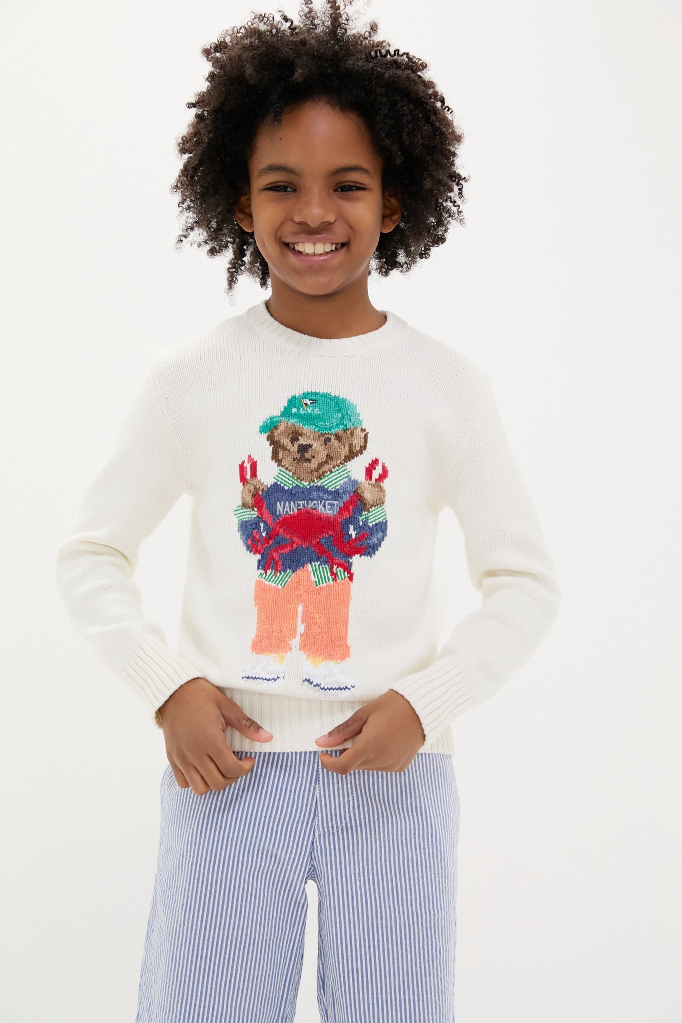 Boys Long Sleeve Cotton Crab Bear Graphic Sweater - Cute Animal Print Pullover for Kids, Toddler & Baby - Perfect for School, Playdates & Family Photos