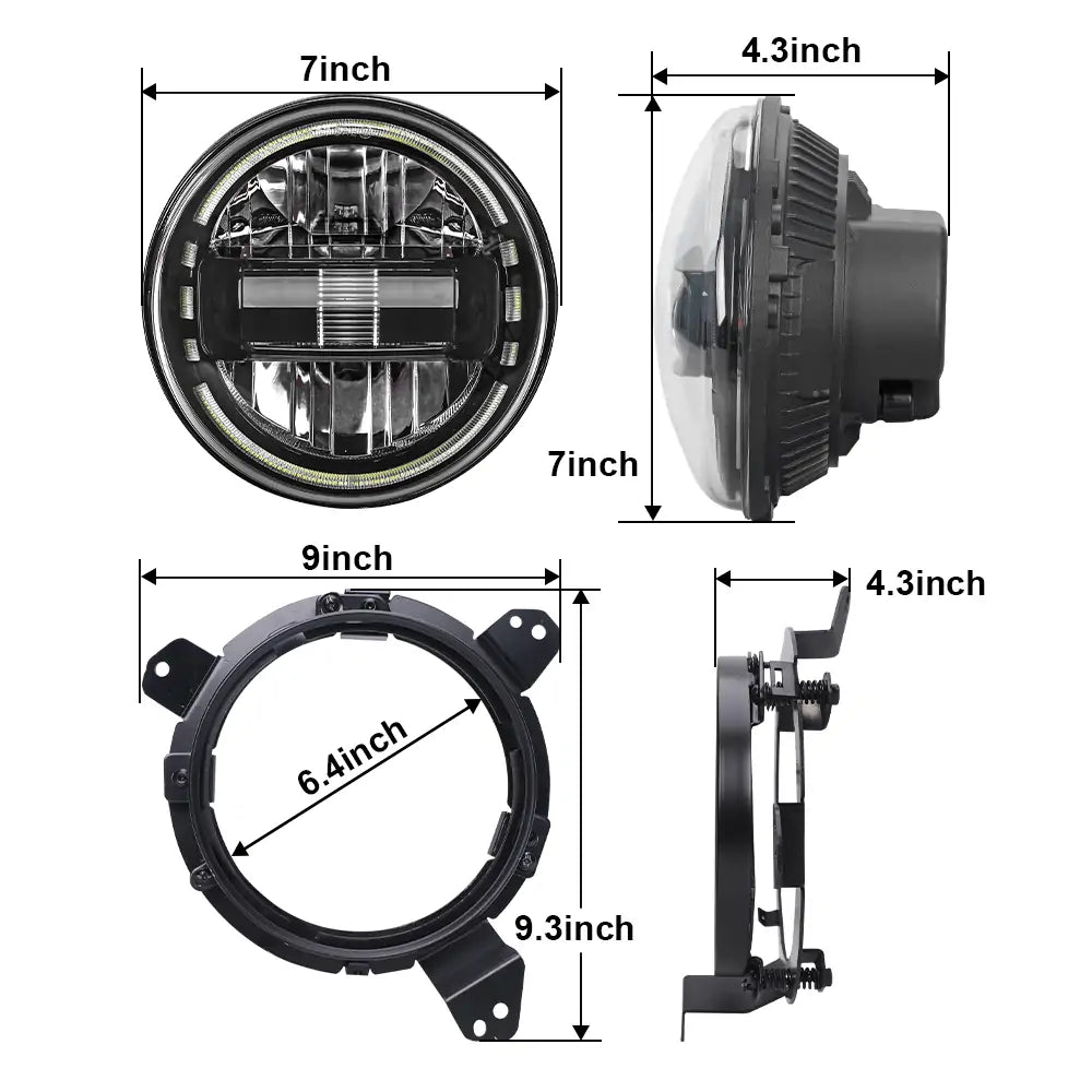 7 LED King Kong Headlight + 9 Headlight Bracket + 4 Smile Fog Light Kit for Jeep Wrangler JL (2018-2023) - Off-Road Adventure & Night Driving Upgrade
