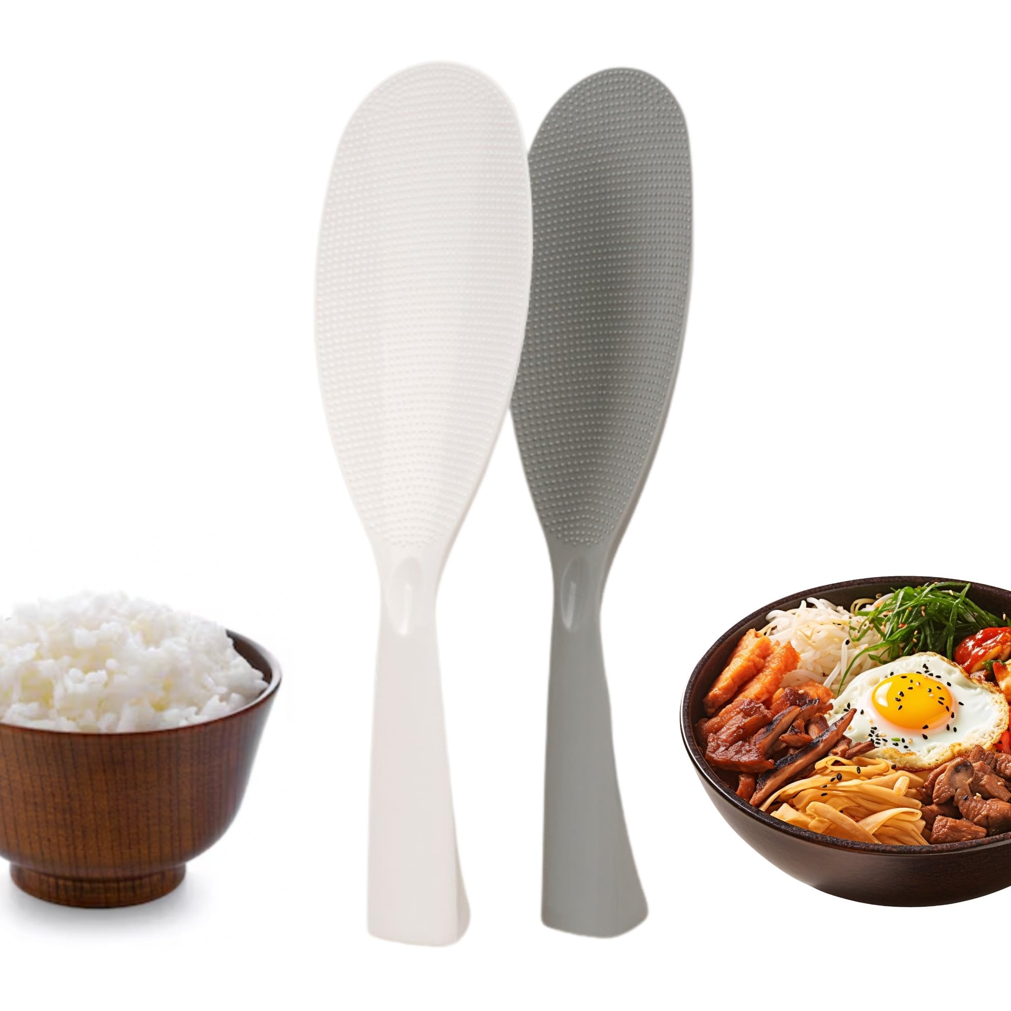 Extra Long Rice Paddle Spoon - Non-Stick Heat Resistant Rice Cooker Scooper & Spatula - Safe Kitchen Cookware Tool - Perfect for Serving Rice, Stirring, and Cooking - Made in Korea (White) - Ideal for Rice Cookers, Instant Pots, and Asian Cuisine