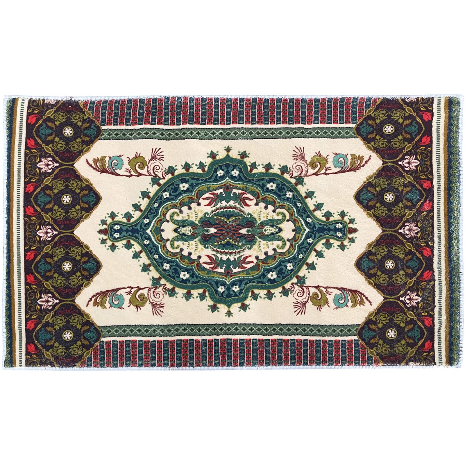 Boho Style Artistic Square Bathroom Rug - Medieval Retro Mandala Pattern Non-Slip Floor Mat for Living Room, Kitchen, Bedroom & Dorm Decor | Soft Absorbent Home Carpet for Bathroom, Dressing Room & Entryway Welcome Mat