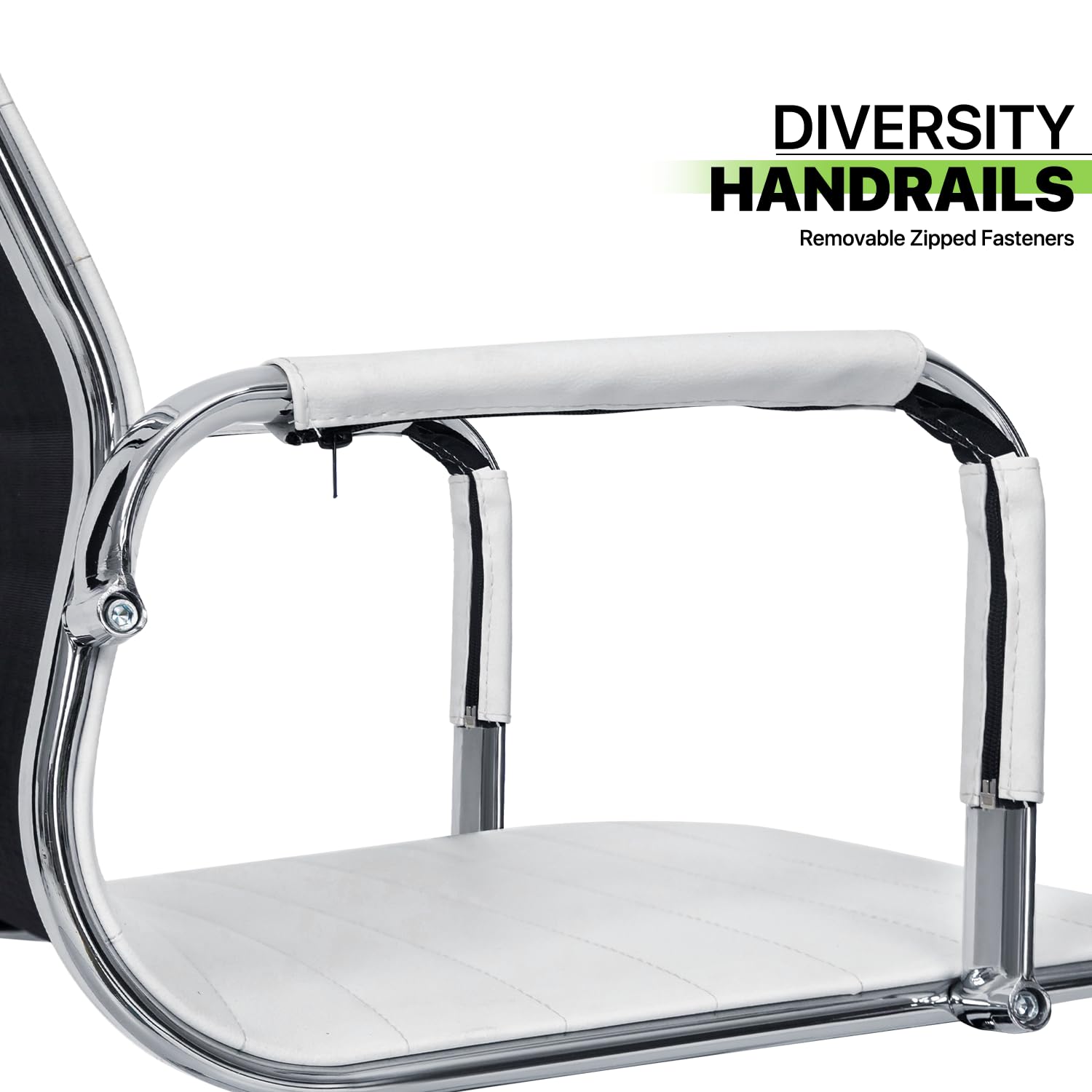 Magshion Office Reception Guest Chair - No Wheels, Mid Back PU Leather Waiting Room Chair with Metal Leg Sled Base & Arms - Conference Room, Lobby, Clinic, Hotel (White, 2 Pack)