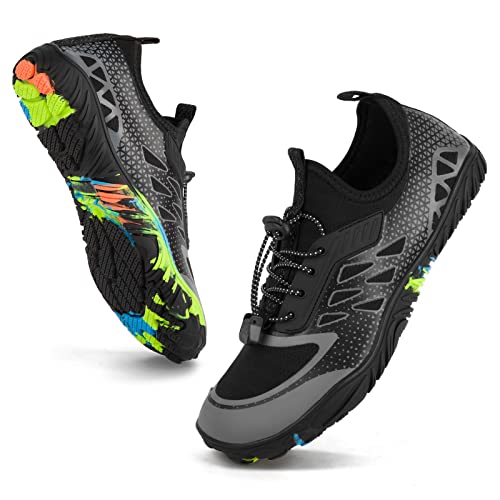 MaxMuxun Men's Quick Dry Water Shoes with Sticky Sole - Barefoot Aqua Shoes for Swimming, Diving, Surfing, Hiking, Boating, Fishing & Kayaking | Perfect for Beach, Pool & Outdoor Water Activities
