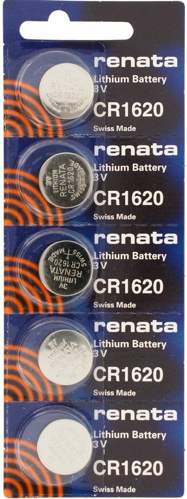 Renata CR1620 Swiss Lithium Batteries - 5-Pack for Watches, Calculators, Key Fobs & Medical Devices | Long-Lasting Power Supply