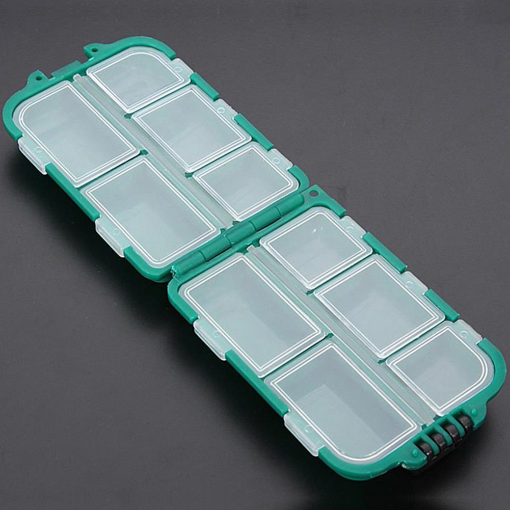 Waterproof Fishing Tackle Box Organizer - 10-Compartment Plastic Storage Case for Hooks, Lures & Baits - Portable Hard Utility Box for Outdoor Fishing & Camping Gear Organization