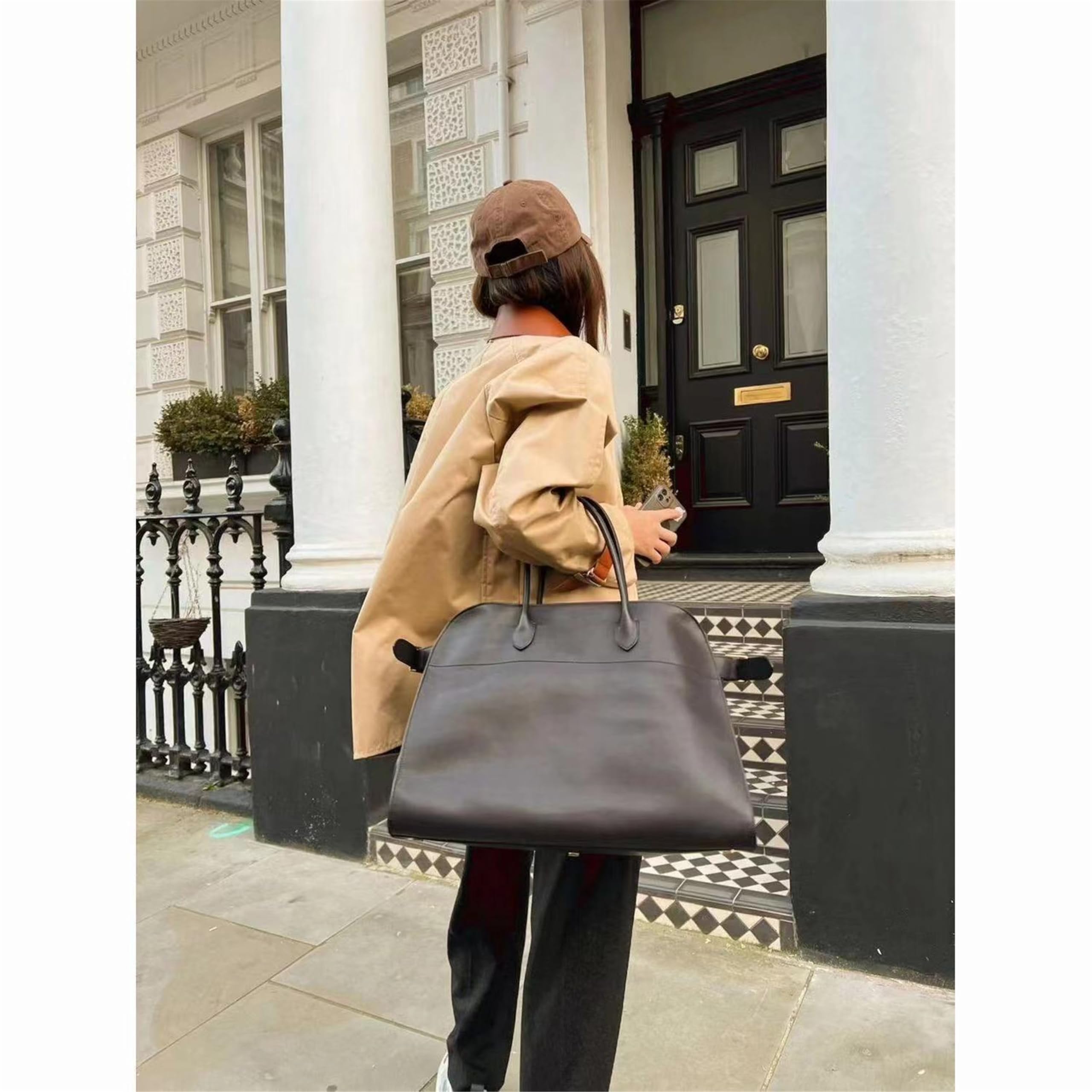 Genuine Leather Tote Bag for Women - Retro Shoulder Handbag Shopper Bag (Brown) | Perfect for Work, Travel & Everyday Use