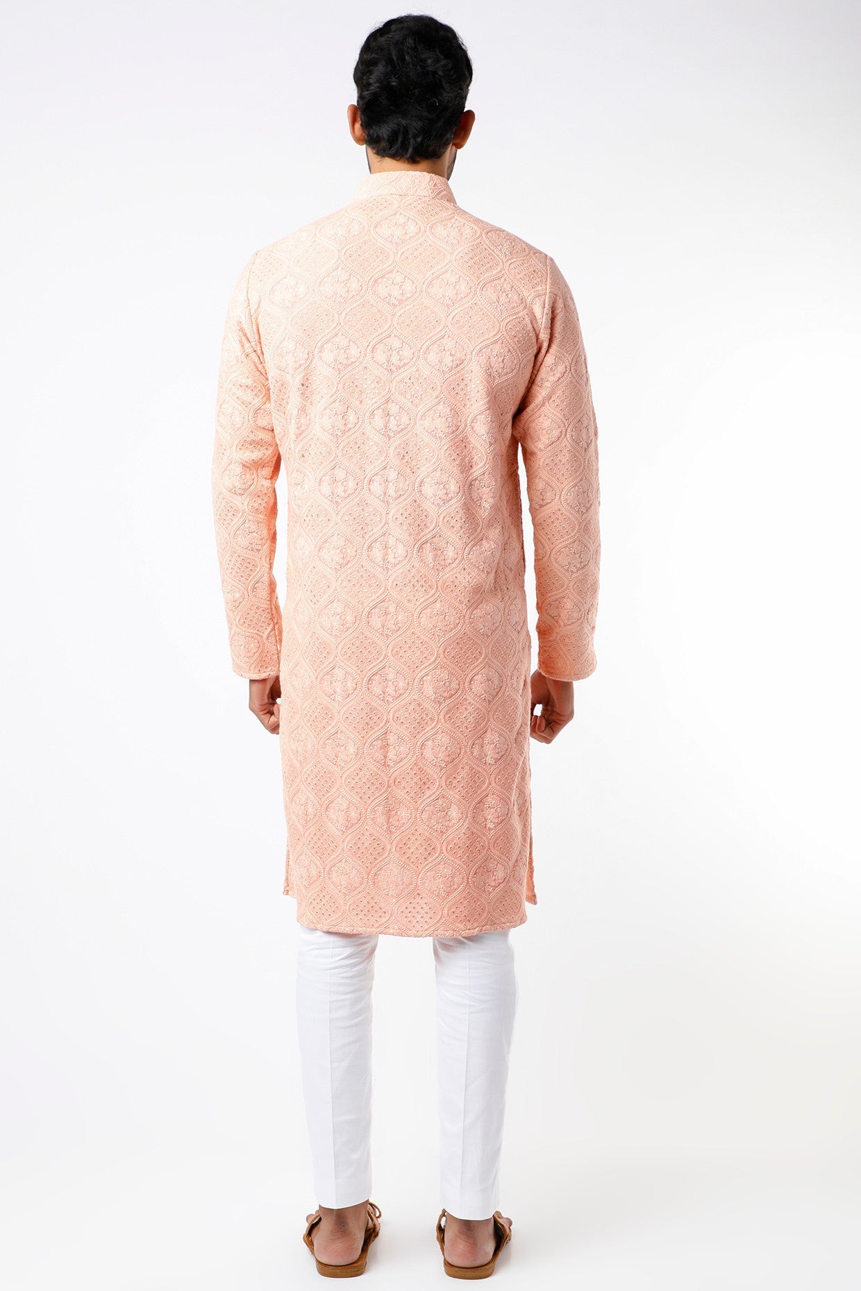 Stylish Peach Chikankari Kurta for Women - Traditional Indian Embroidered Tunic Top - Perfect for Festivals, Weddings & Casual Wear