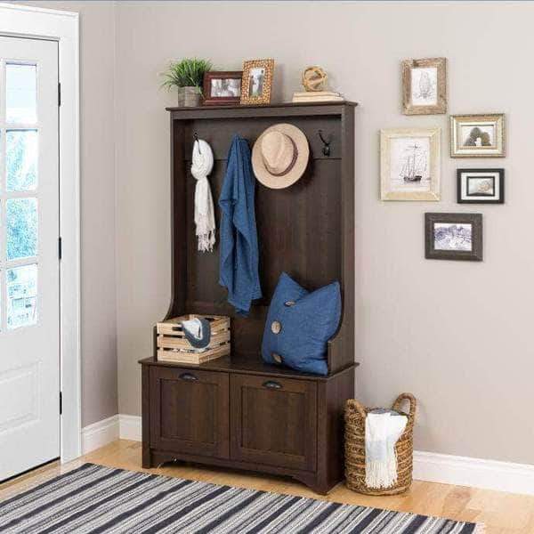 Shaker Style Wide Hall Tree with Storage Doors - Multiple Size & Finish Options for Entryway Organization & Mudroom Storage