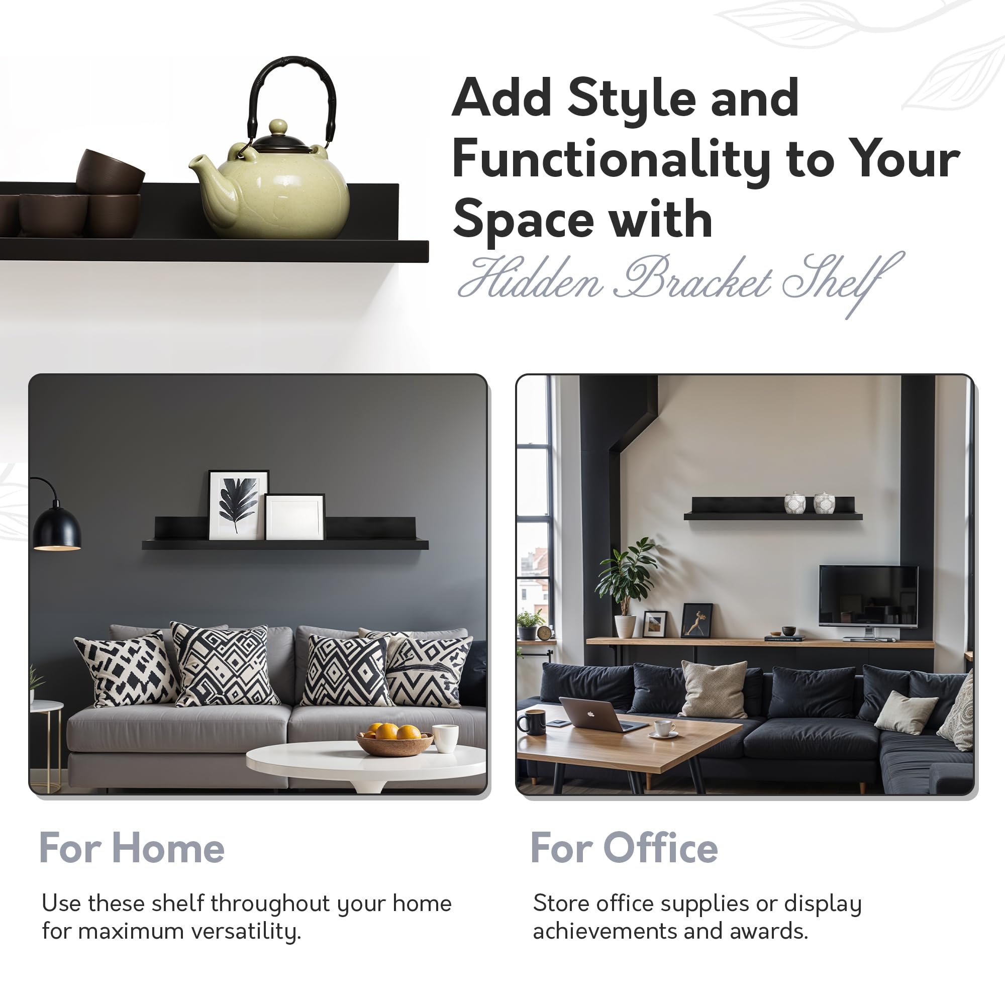 InPlace Floating Wall Shelves Set of 2 - 4.5