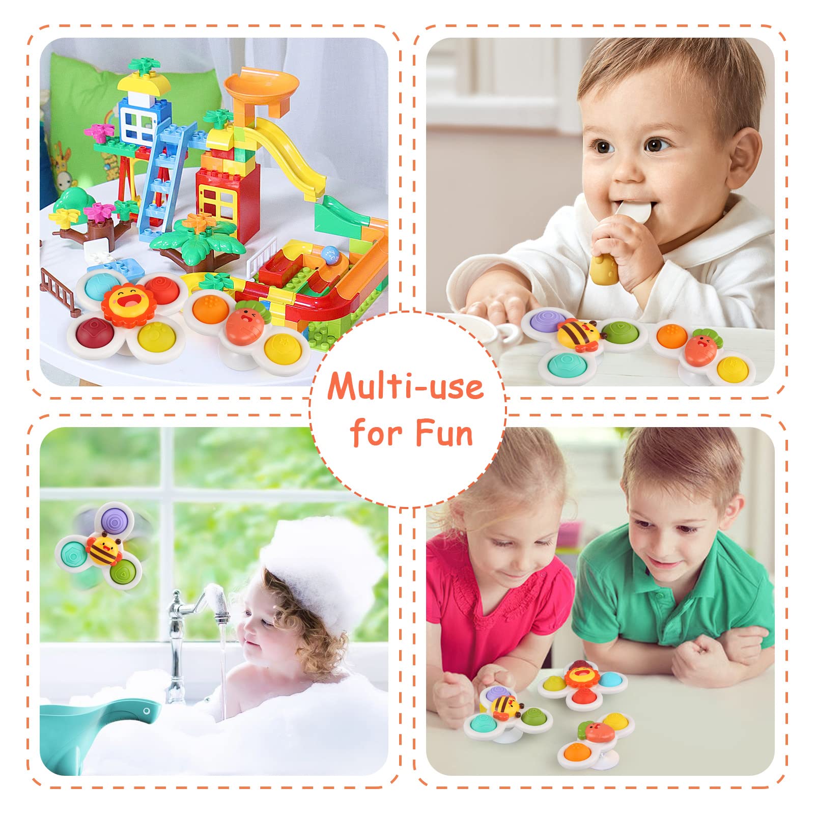 **LEADSTAR 3-Piece Baby Bath Toys with Suction Cups - Sensory Learning Toys for Toddlers 1-2 Years - Fun & Safe Christmas Birthday Gifts for Kids (Blue)**    **Perfect for Bathtime Play, Early Learning Development, and Sensory Stimulation**