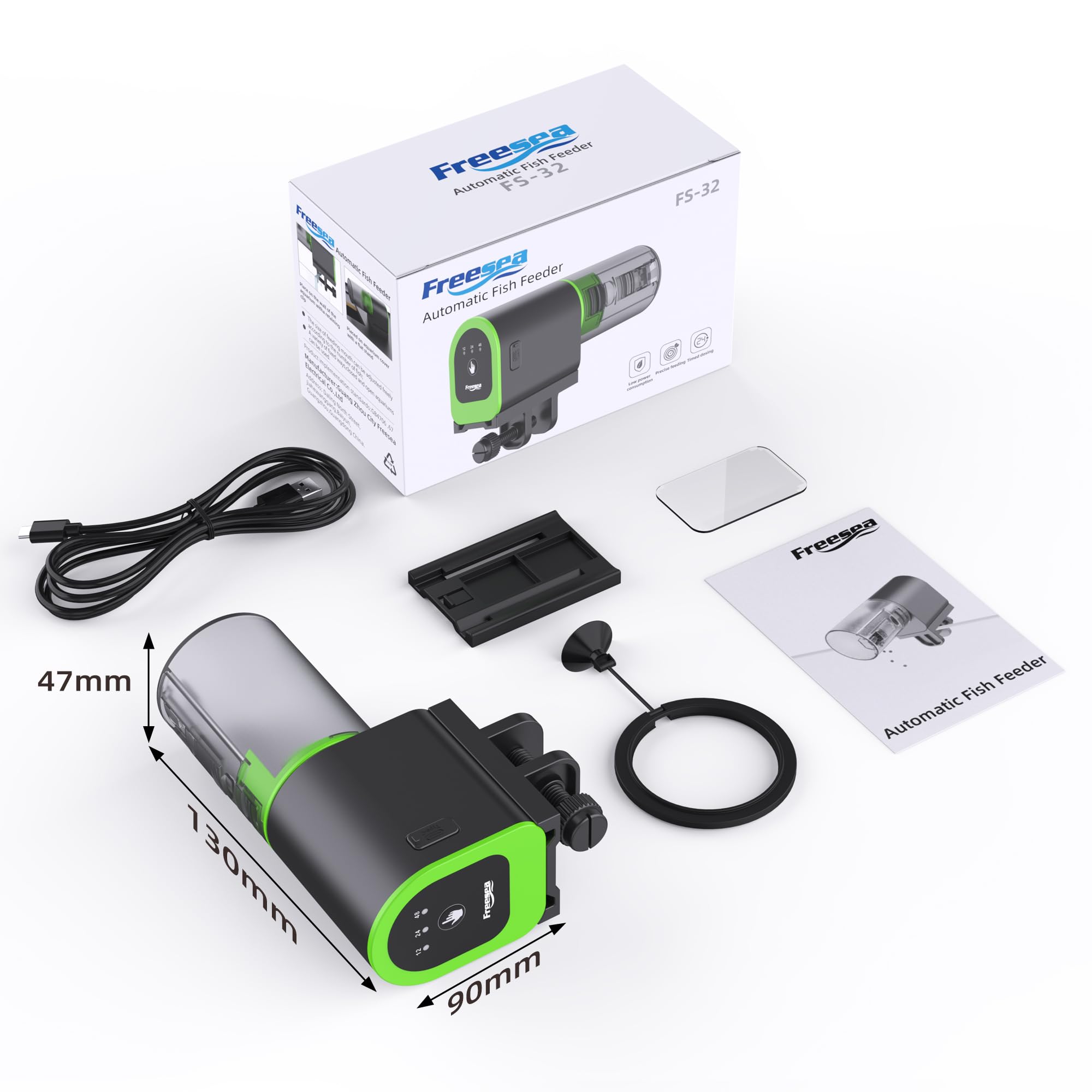 FREESEA Automatic Fish Feeder for Aquarium - USB Rechargeable Auto Fish Food Dispenser with Timer for Vacation & Daily Feeding | Perfect for Small to Medium Fish Tanks