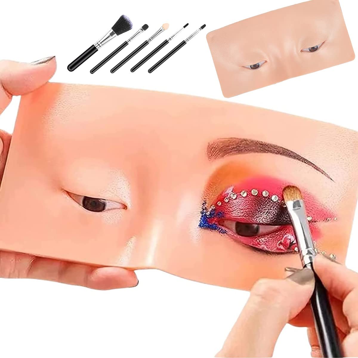XUESHA Reusable Silicone Makeup Practice Face Board - Eyelid & Lash Training Kit for Professional Makeup Artists & Beginners | Perfect for Beauty School, Home Practice & Salon Training
