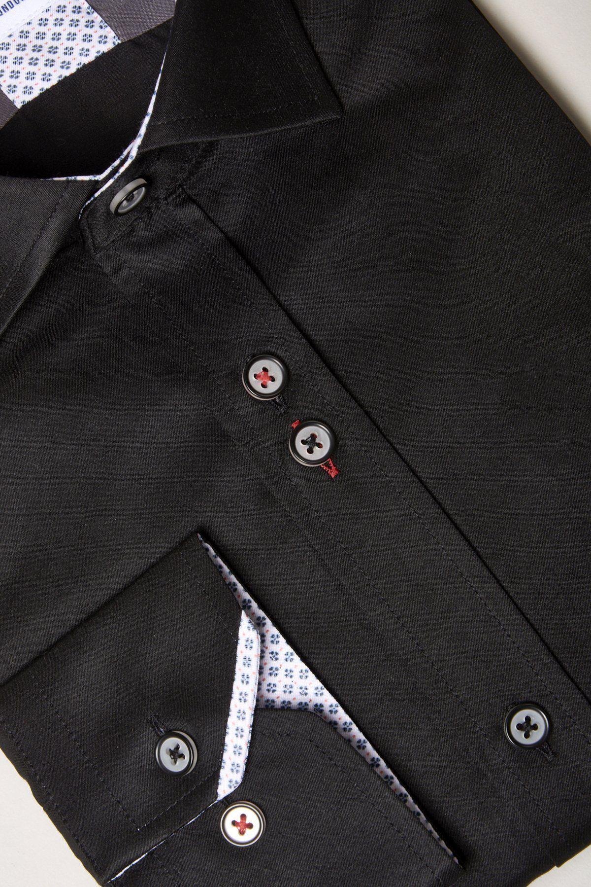 ALFIE Men's Black Long Sleeve Shirt - Slim Fit Casual Button Down Dress Shirt for Work, Business & Formal Occasions