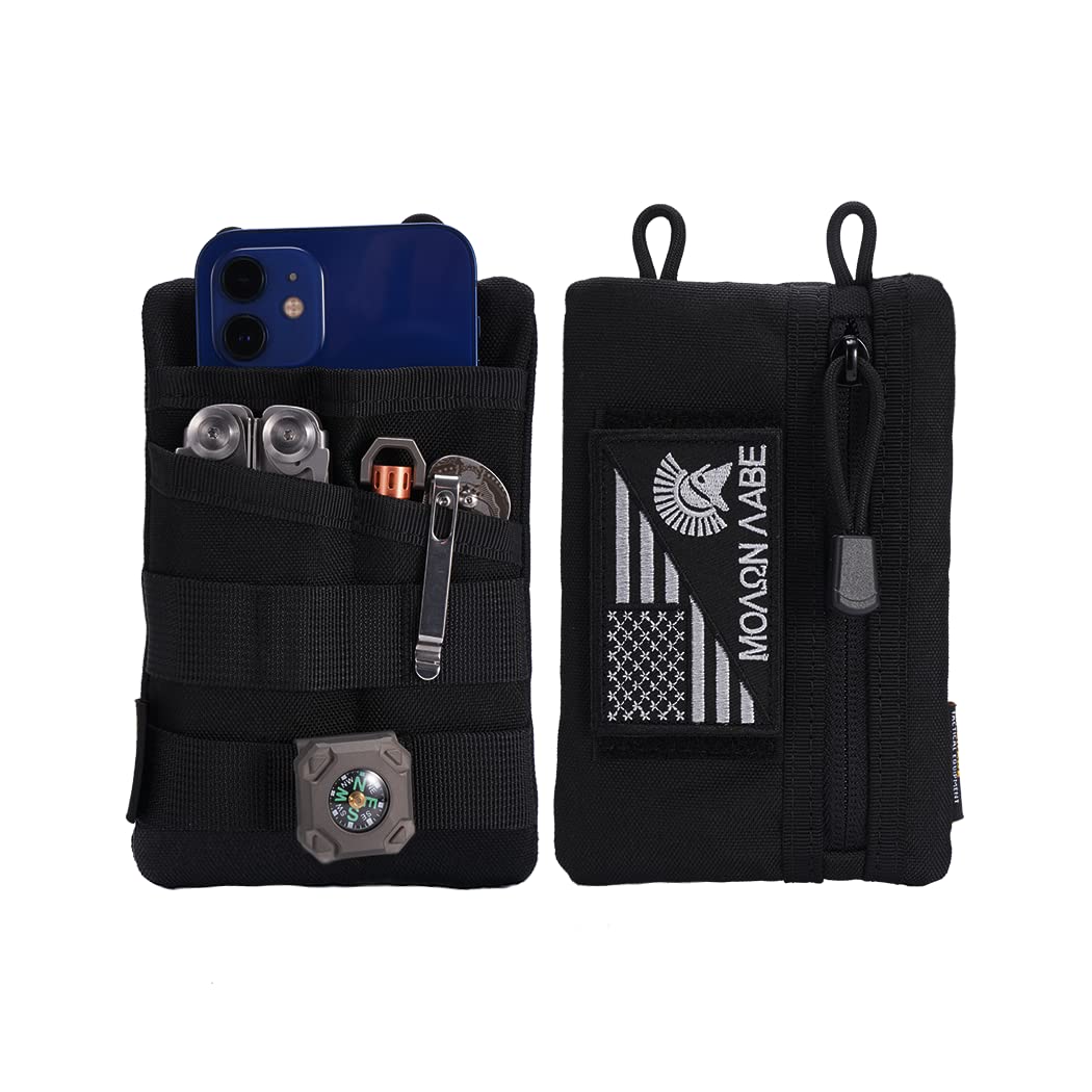 VIPERADE VE3-P Small EDC Pouch Organizer - Compact Nylon Tool Bag for Flashlight, Multitools, Pen & Notebook - Perfect for Everyday Carry, Camping, Hiking & Outdoor Adventures (Black)