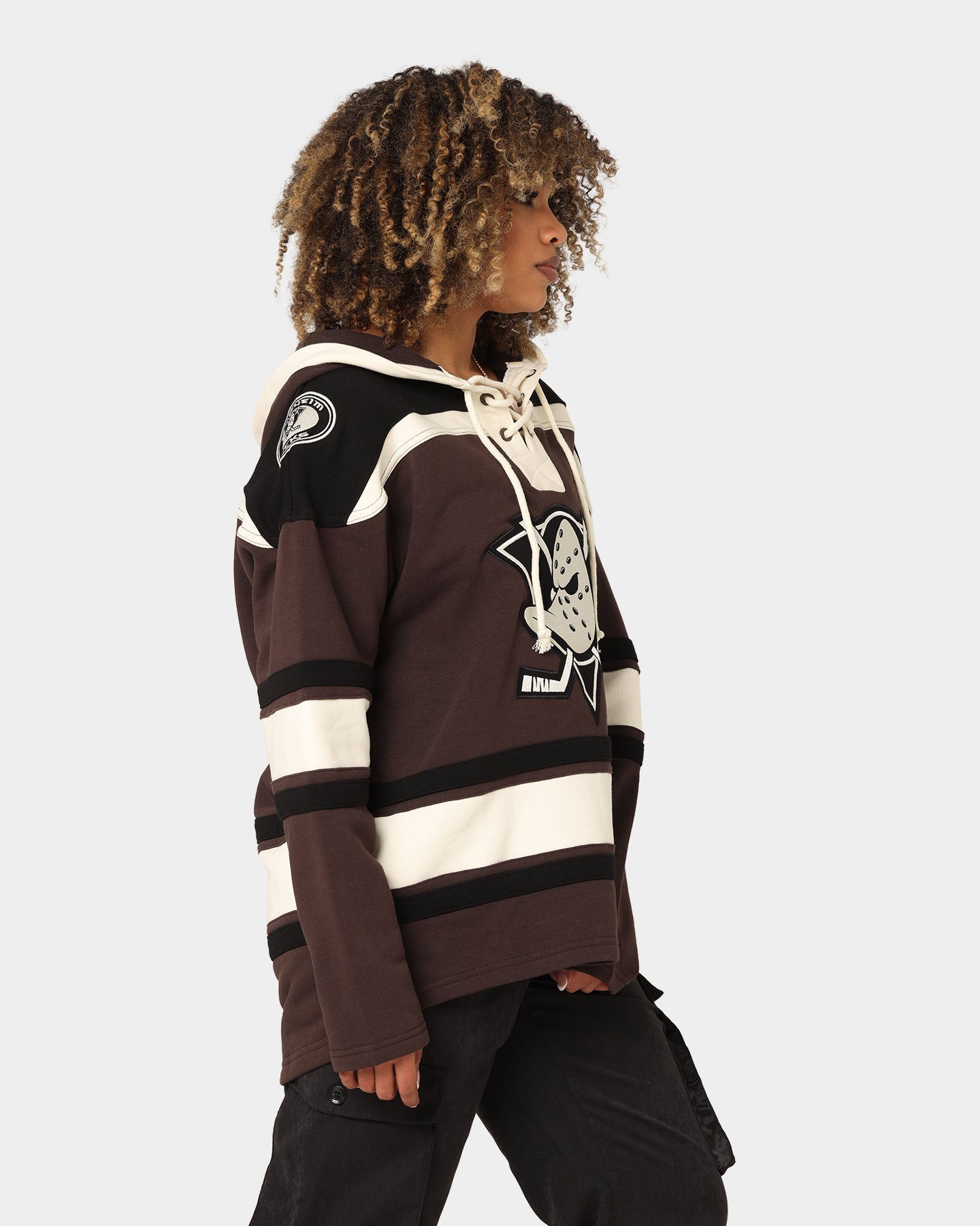 47 Brand Anaheim Ducks Superior Lacer Hoodie Brown - Men's Premium NHL Hockey Pullover Sweatshirt for Game Day & Casual Wear