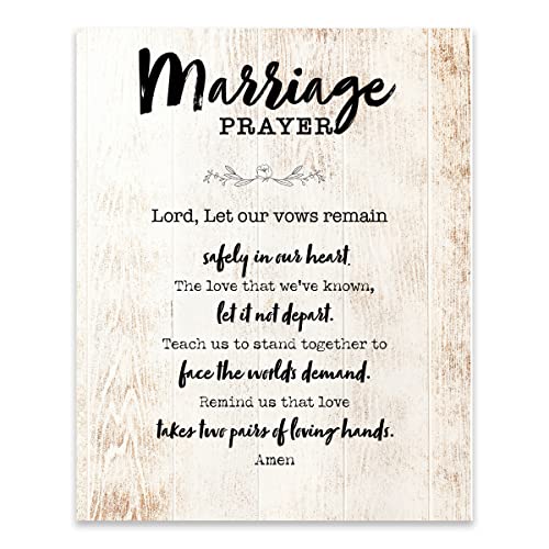 Christian Marriage Prayer Wall Decor - Rustic Married Couple Home Decor with Inspirational Quote | Sentimental Wedding Anniversary Gift for Her | Perfect for Bedroom, Living Room & Housewarming Gifts
