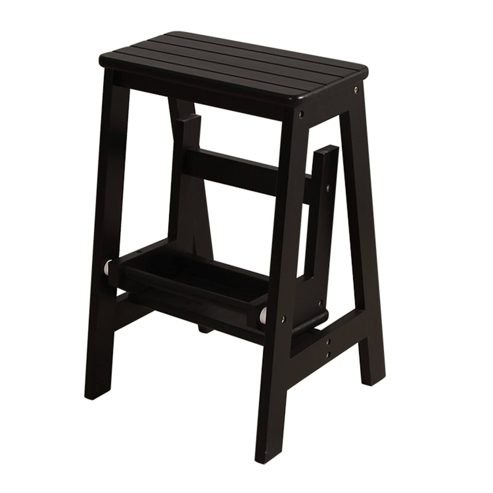 XHALERY 2-Step Wooden Folding Step Stool - Portable Kitchen Ladder Stool, Non-Slip Shoe Bench & Storage Shelf for Home, Bathroom, and Closet Organization | Perfect for Reaching High Shelves, Changing Light Bulbs, and Kids' Bedtime Stories