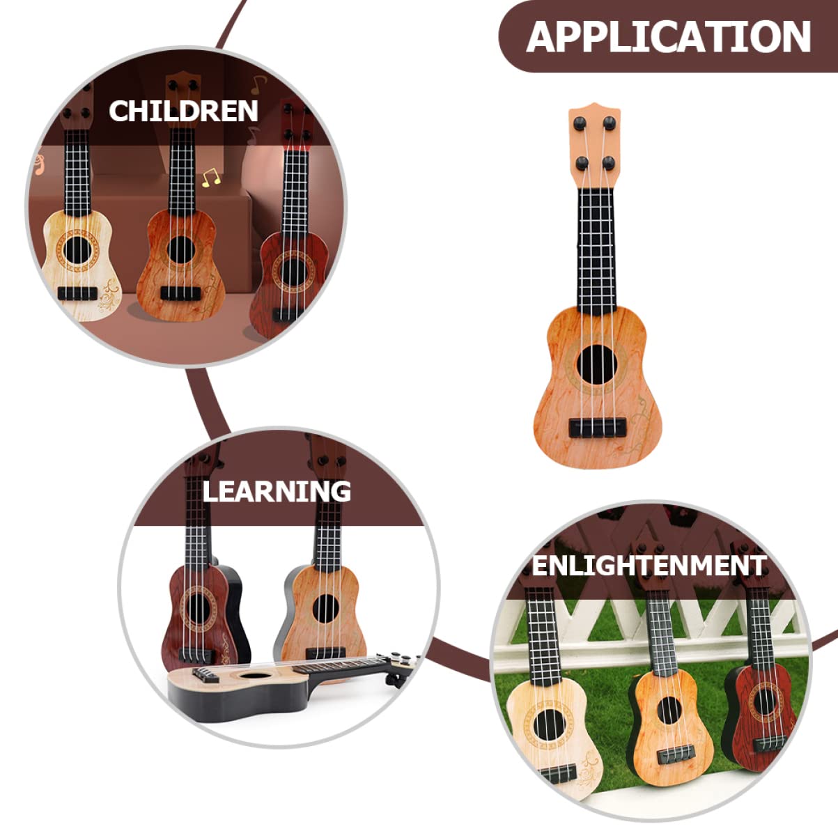 Jojofuny 5-Piece Mini Ukulele Toy Set - Plastic Musical Instrument for Toddlers & Kids - Fun Educational Toy Guitar for Pretend Play, Birthday Gifts & Early Music Learning
