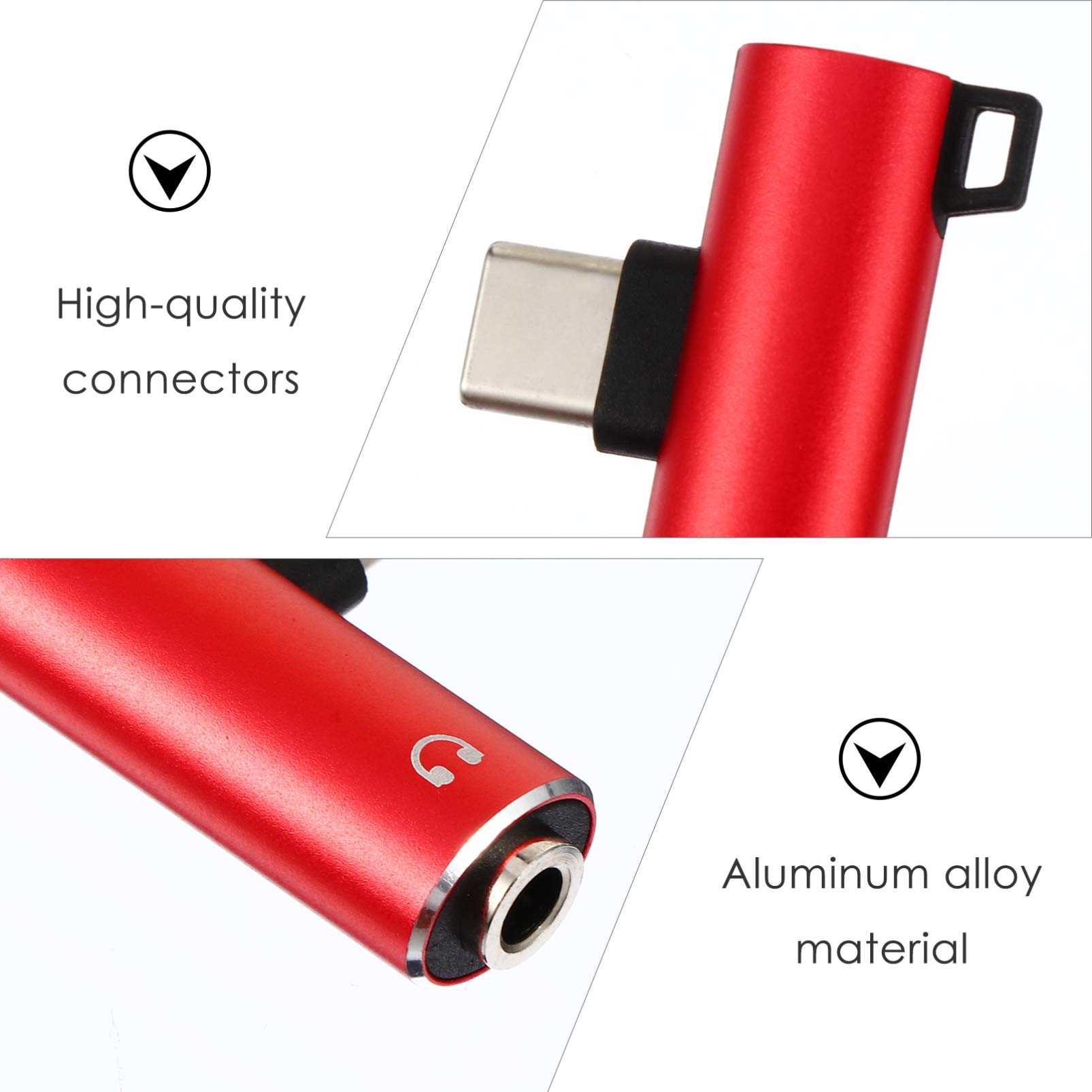 USB C to 3.5mm Headphone Jack Adapter - Type C Female to 3.5mm Male Audio Dongle - Compatible with iPhone 15, Samsung Galaxy, Pixel & More - Perfect for Music, Gaming & Calls (Red)