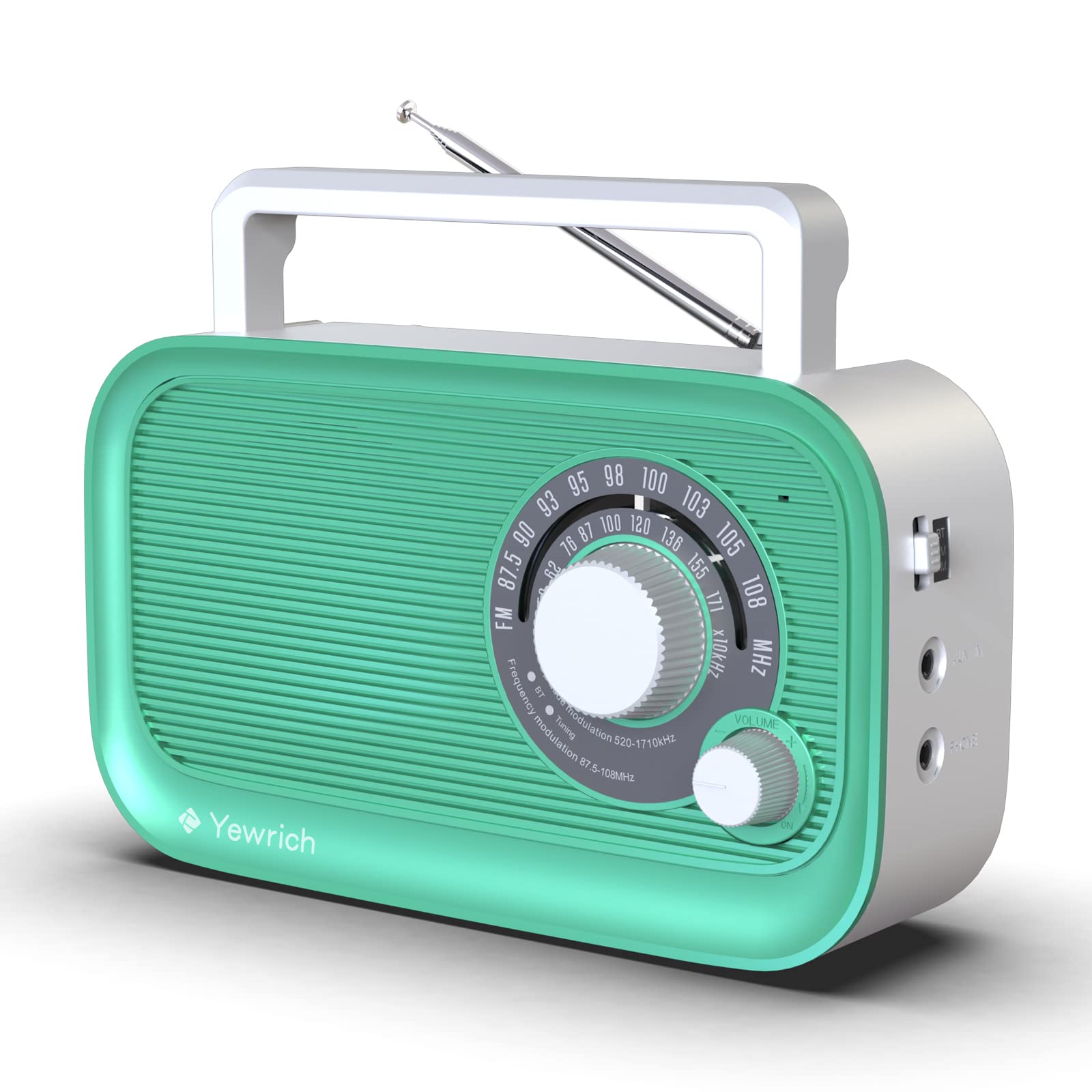 Portable AM/FM Radio with Bluetooth - Battery Operated & AC Powered Analog Transistor Radio with Best Reception - Large Tuning Knob & Built-in Speaker - Perfect for Home, Office, Travel, and Outdoor Use