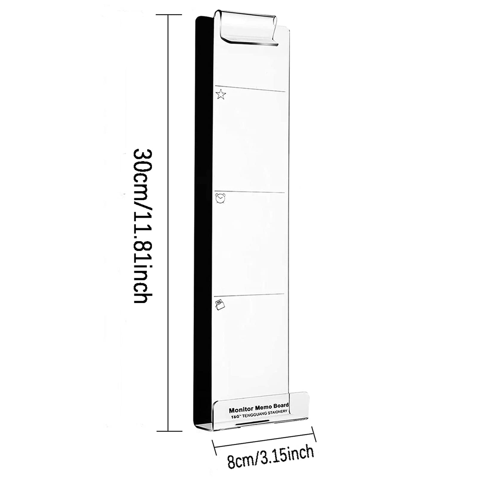 Transparent Sticky Note Holder for Computer Monitor - Multifunctional Memo Board with Clip for Home & Office Desk Organization - Perfect for Notes, Messages & Phone Holding (Left Side) - Ideal for Workspace Efficiency & Task Management