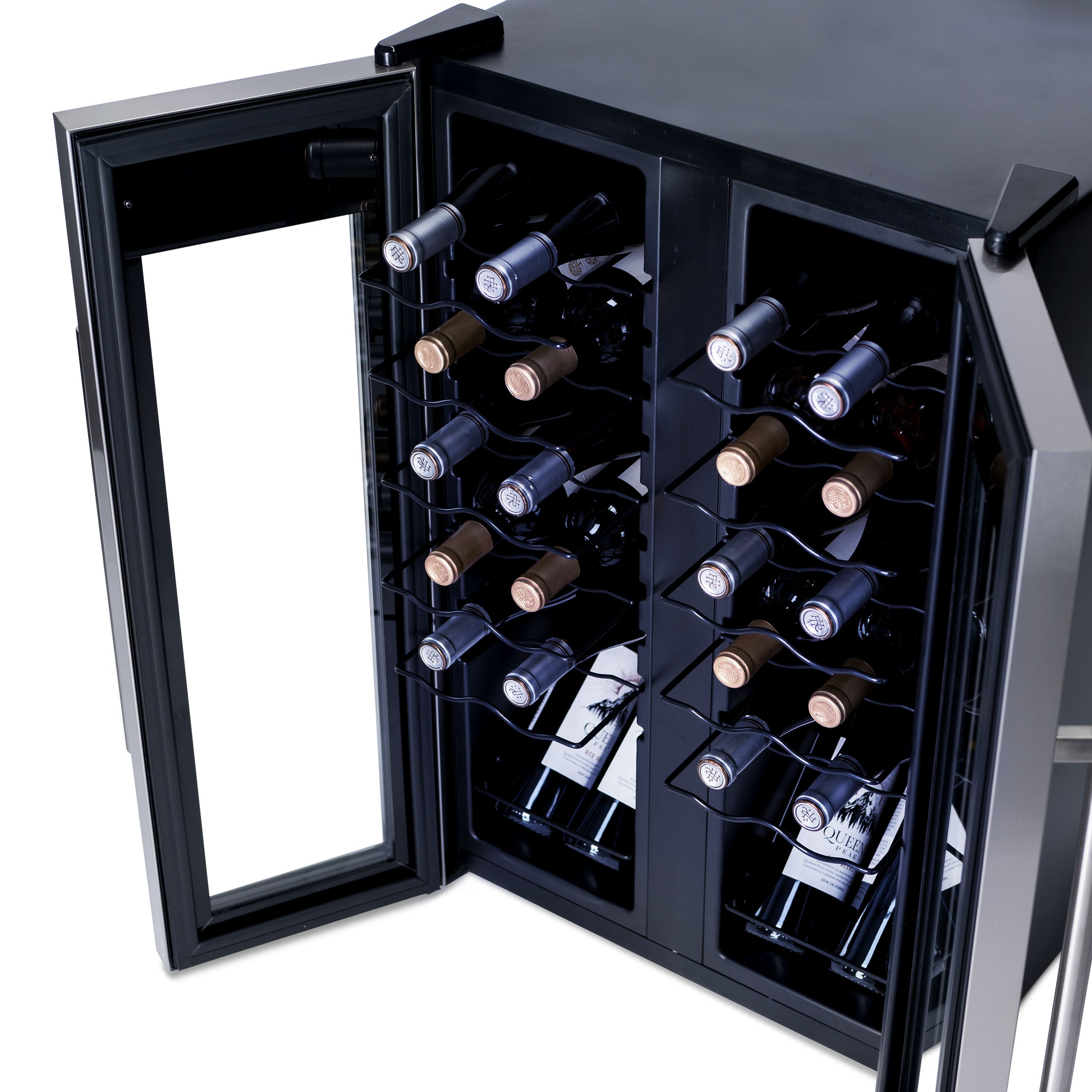 Newair® 24 Bottle 20 Inch Stainless Steel Freestanding Dual Zone Wine Cooler - Perfect for Home Bars, Restaurants & Wine Cellars