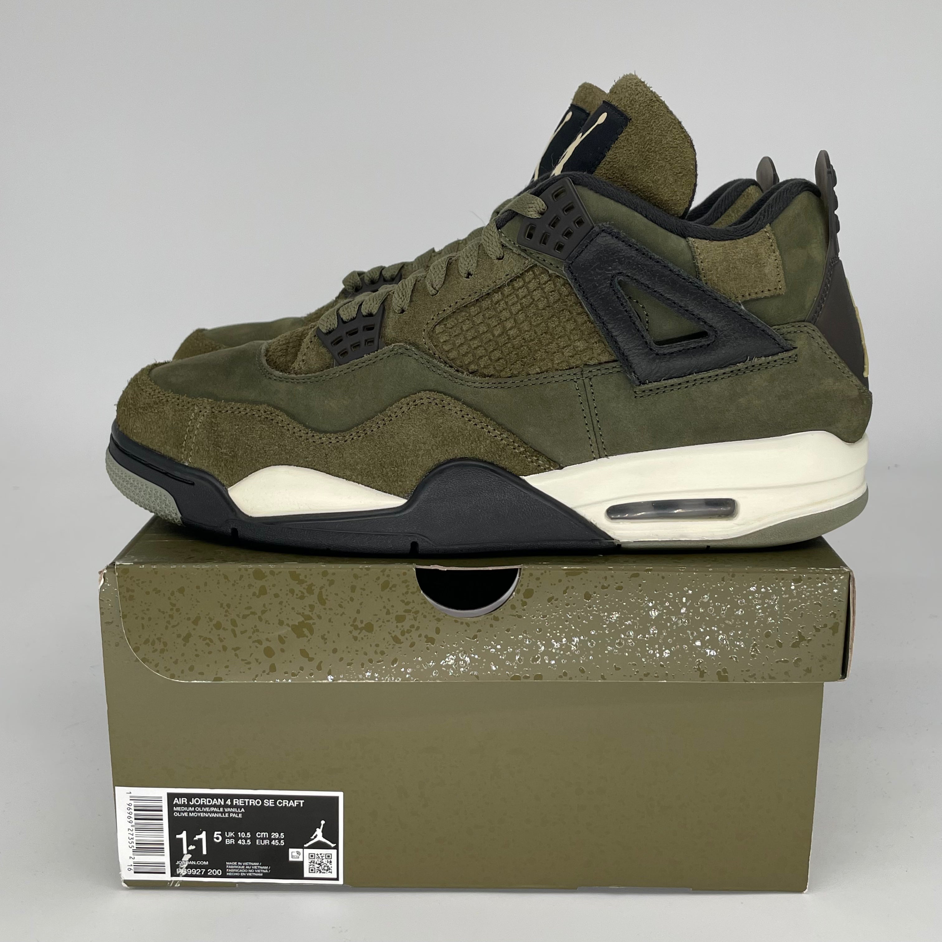 AIR JORDAN 4 CRAFT MEDIUM OLIVE Men's Basketball Shoes Size 11.5 - FB9927-200 | Retro Sneakers for Casual Wear & Street Style