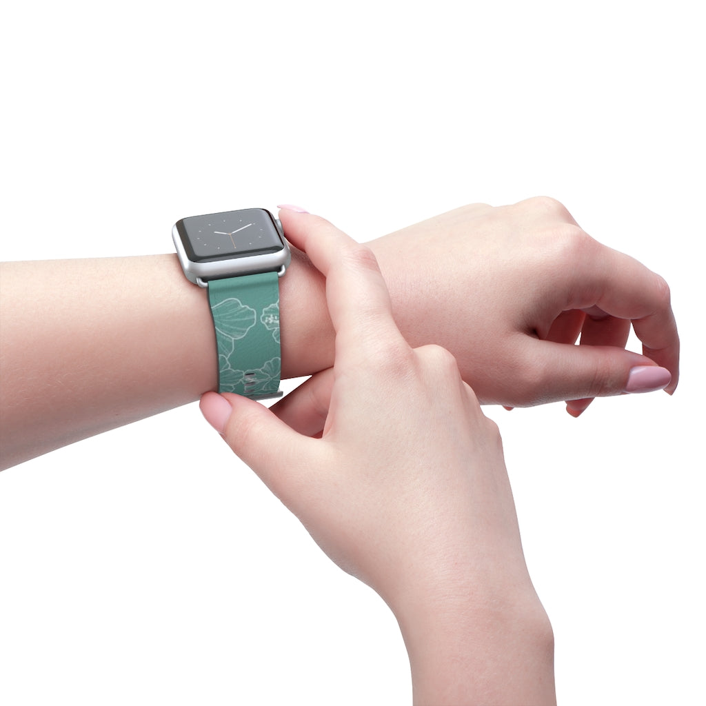 Premium Teal Hibiscus Watch Band - Stylish & Durable Replacement Strap for Apple Watch, Fitbit & Samsung - Perfect for Workouts, Casual Wear & Outdoor Activities