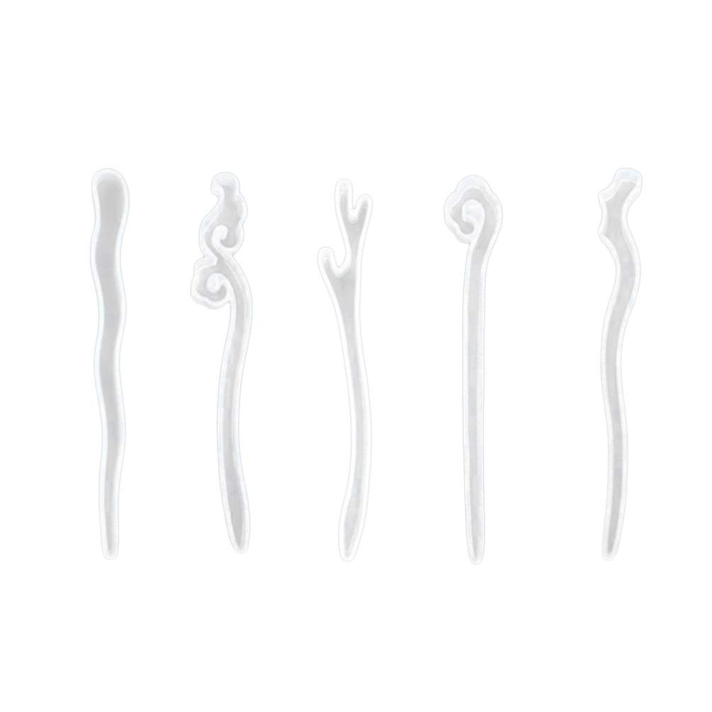 5Pcs Silicone Jewelry Molds for Resin Casting - DIY Hairpin Shape 3D Molds Kit for Crystal Jewelry Making, Clear Hair Accessories Mold (Perfect for DIY Craft Projects, Wedding Hairpins & Gift Making)