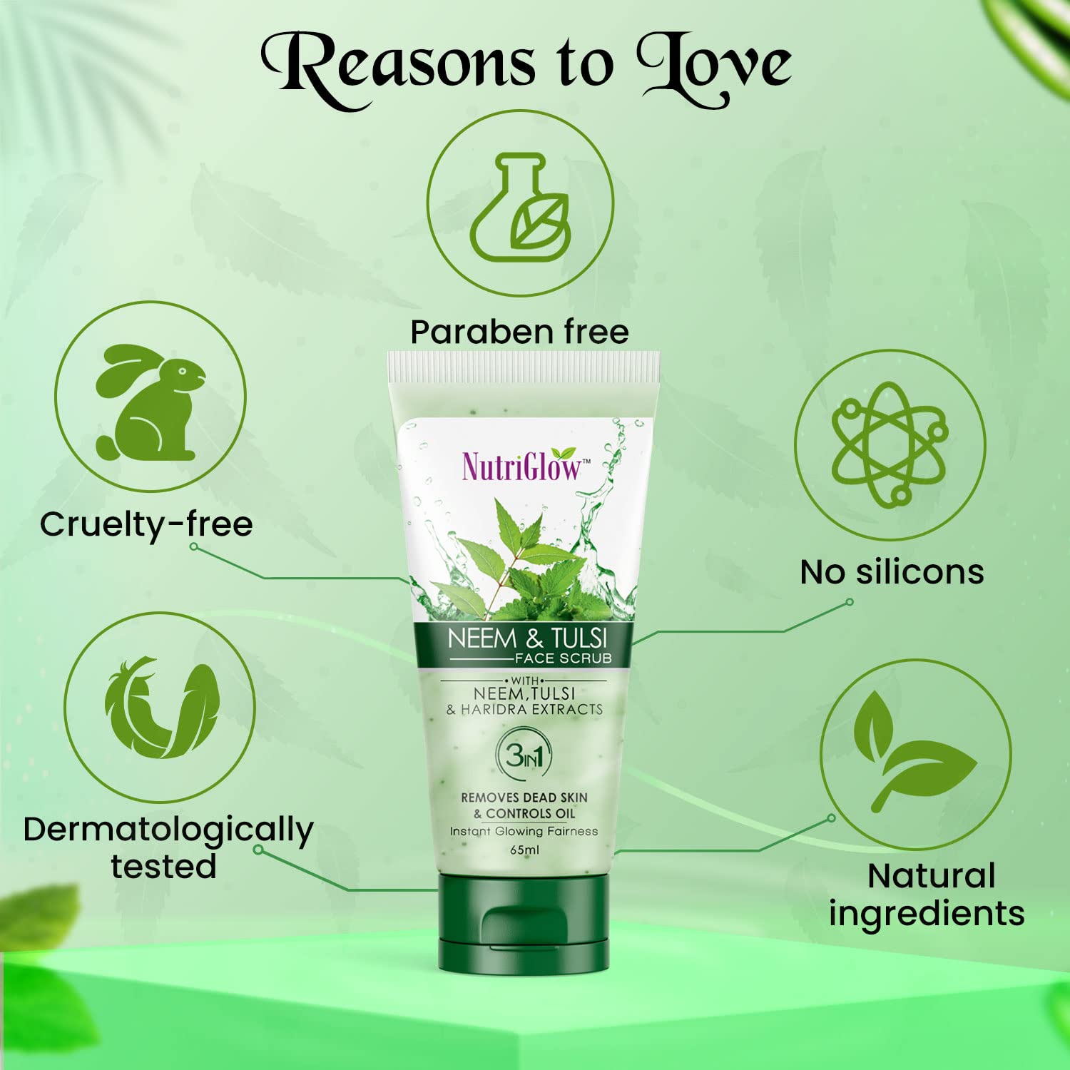 Nutriglow Face Wash & Scrub Set (65ml Each) with Haridra Extracts - Pack of 2 for Glowing Skin - Perfect for Daily Cleansing & Exfoliating Routine