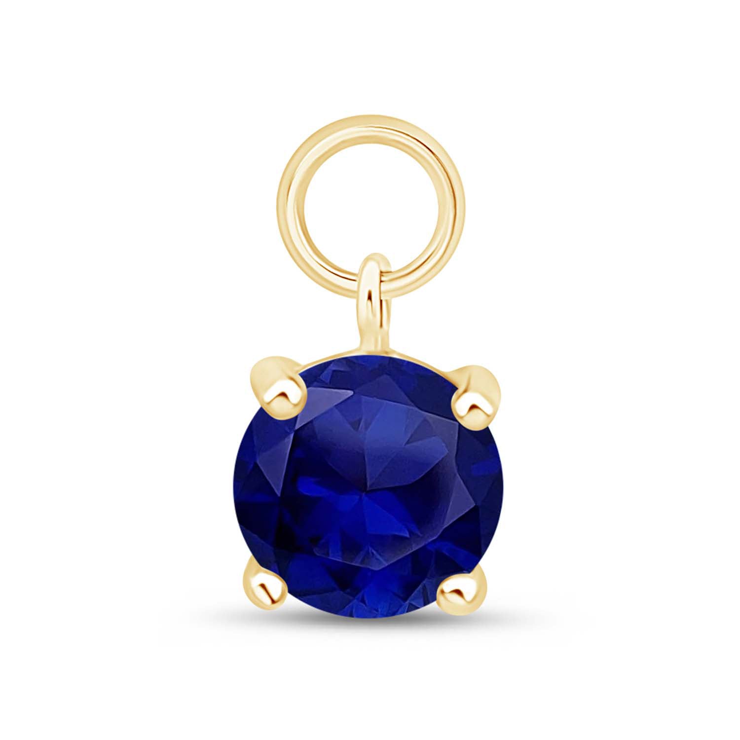 14k Yellow Gold Sapphire Charm Hoop Earrings - Prong Set Gemstone Jewelry for Women, Perfect for Weddings, Parties & Everyday Wear