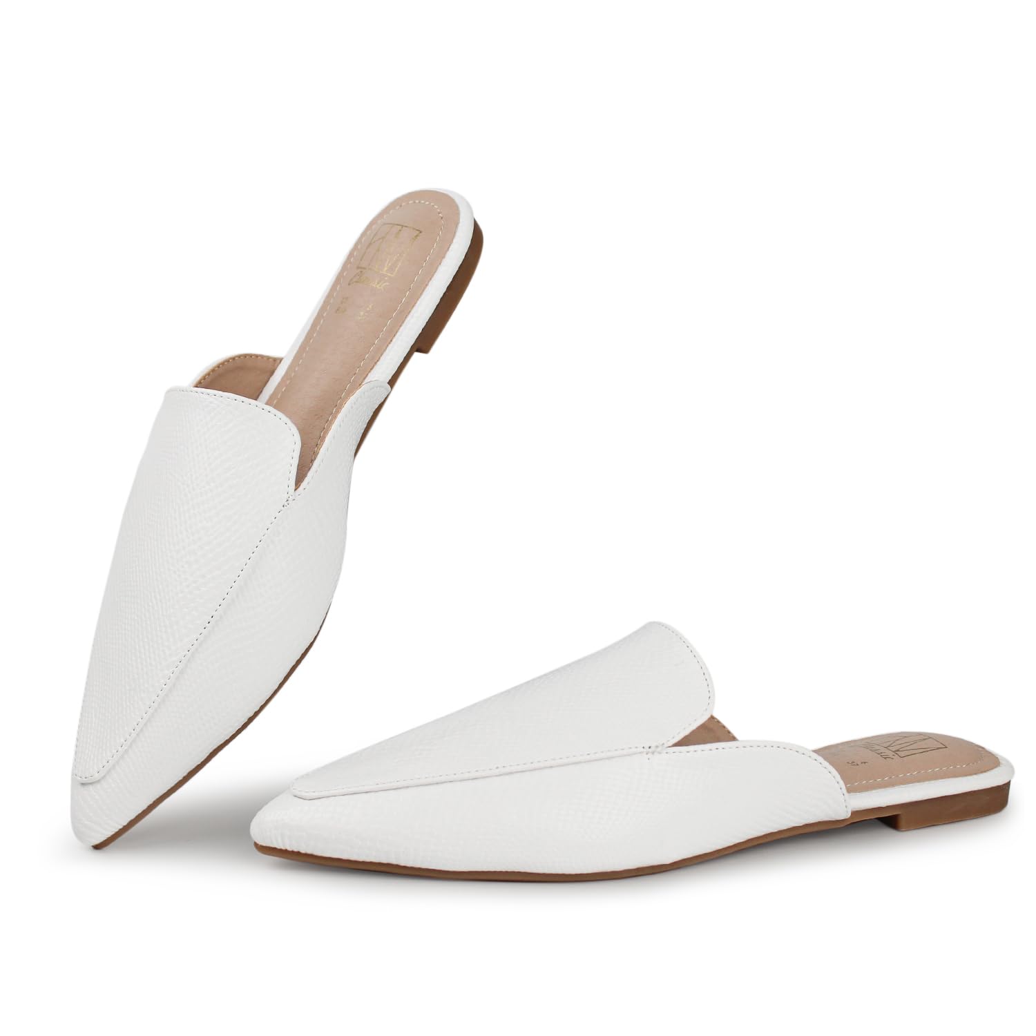 Hawkwell Women's Backless Slip-On Loafers - Comfortable Pointed Toe Mule Slides for Casual Wear, Office & Home Use
