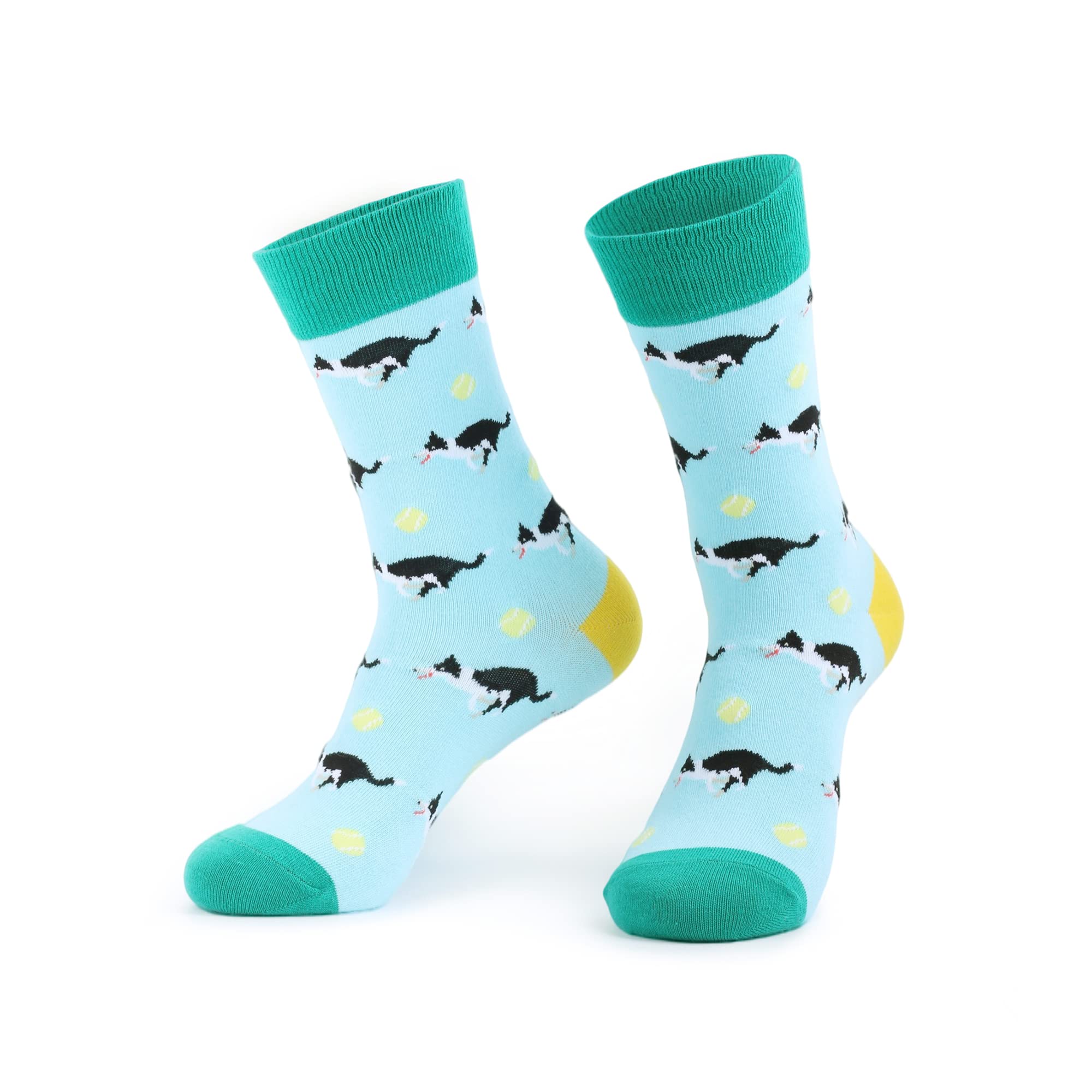 Knapfold Women's Funny Novelty Crew Socks with Dog & Fruit Print - Cute Casual Socks for Work, Gifts, and Everyday Wear