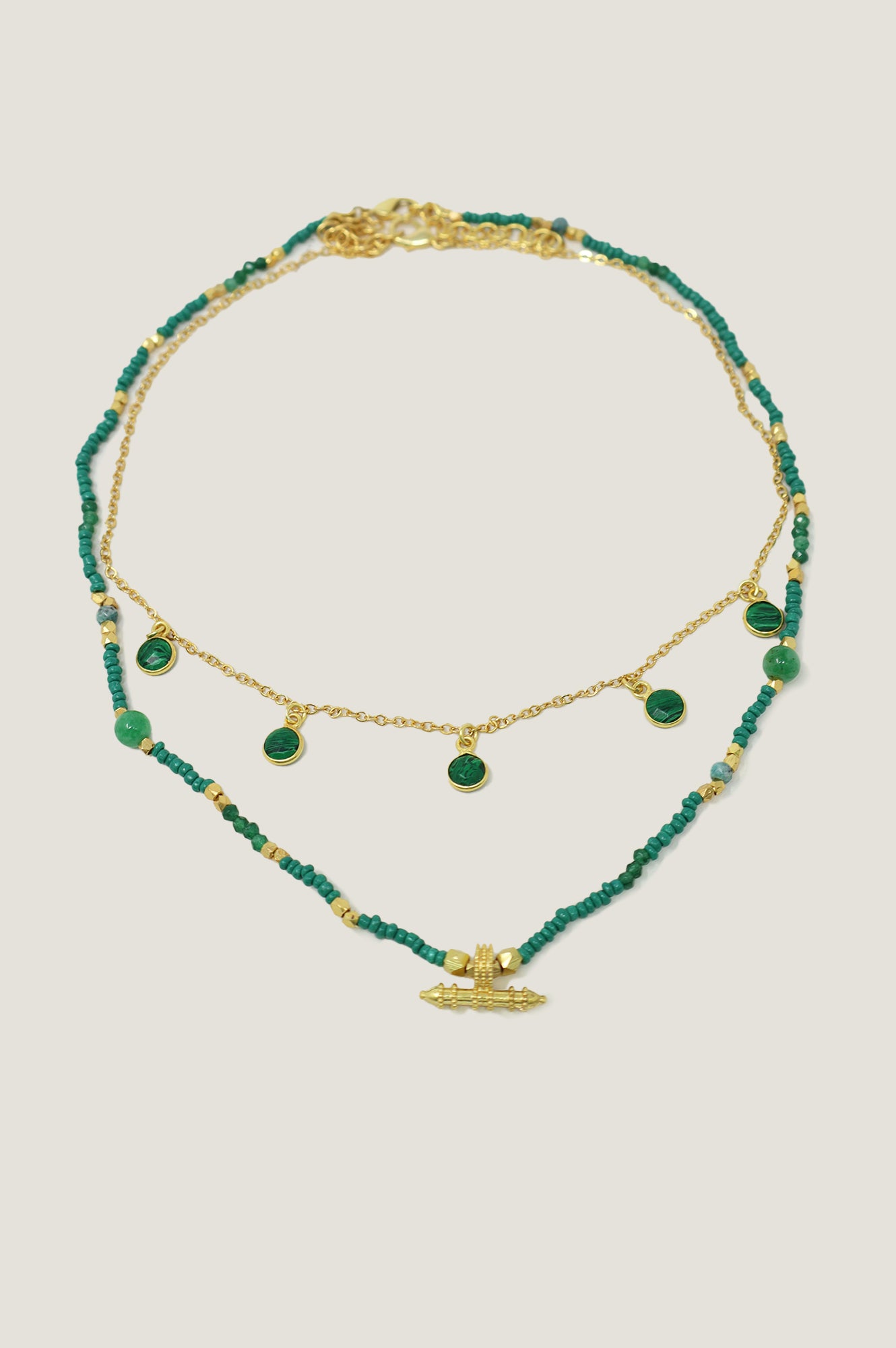 Sienna Elegant T Bar Necklace - 14K Gold Plated with Green Enamel Accent | Perfect for Women's Everyday Wear, Date Night & Special Occasions
