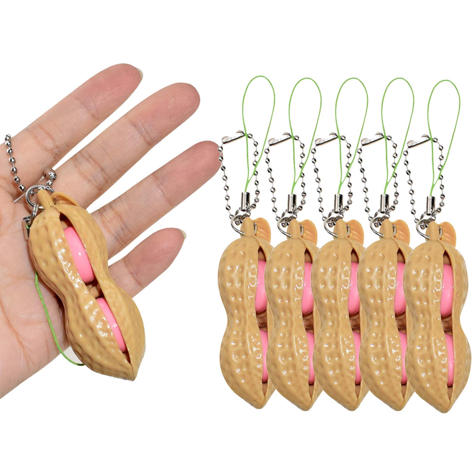 GOODTRADE8 Fidget Toys Set - 5PC Stress Relief Press Peanut Sensory Toys for Anxiety Relief, ADHD Focus & Relaxation | Perfect for Office, School, Travel & Keychain Accessories (Anti-Stress Gifts for Adults & Kids)