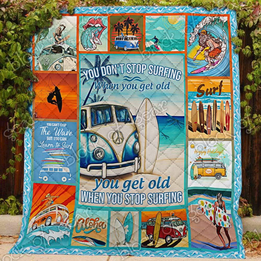 Love Surfing Printed Quilt LHA372 - Soft Lightweight All-Season Bedding Set for Twin/Queen/King Size Beds | Perfect for Bedroom Decor, Guest Rooms & Christmas Gifts | Surf-Themed Coastal Home Decor
