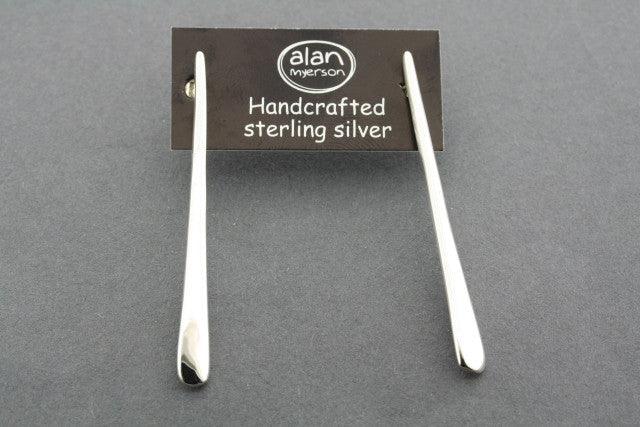 Sterling Silver Long Narrow Flattened Stud Earrings - Minimalist & Elegant Jewelry for Everyday Wear or Special Occasions