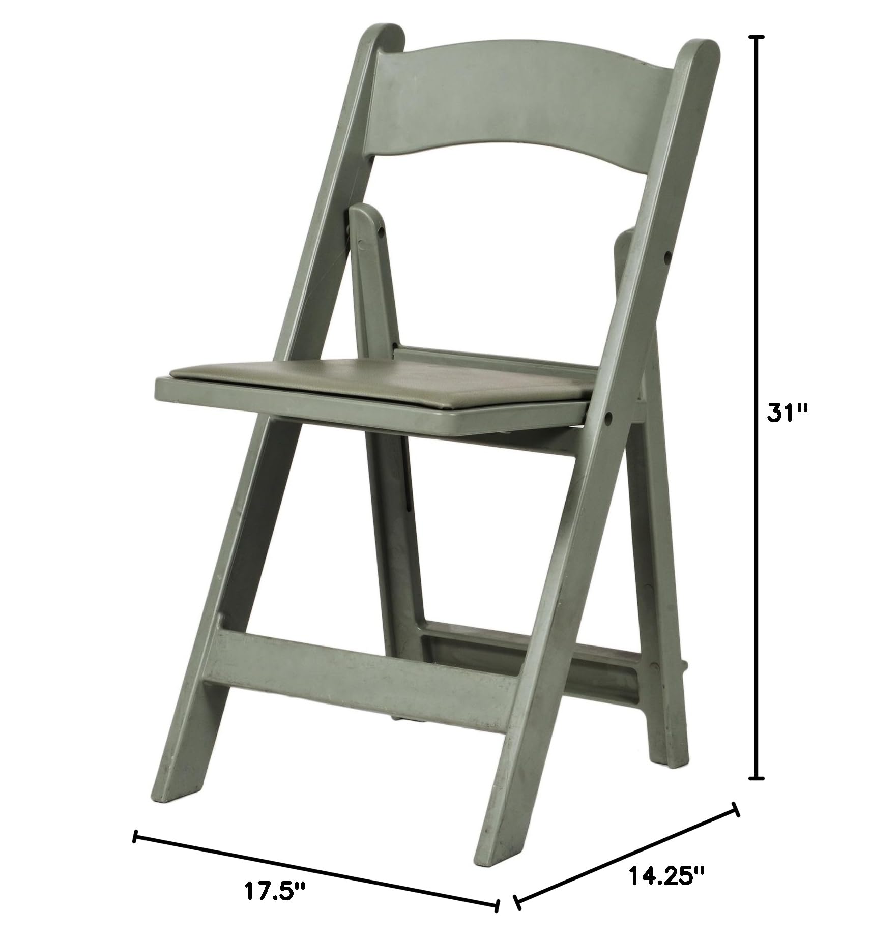 Commercial Resin Folding Chairs Flint Grey - 4 Pack Stackable Chairs for Events, Parties, Outdoor & Indoor Use