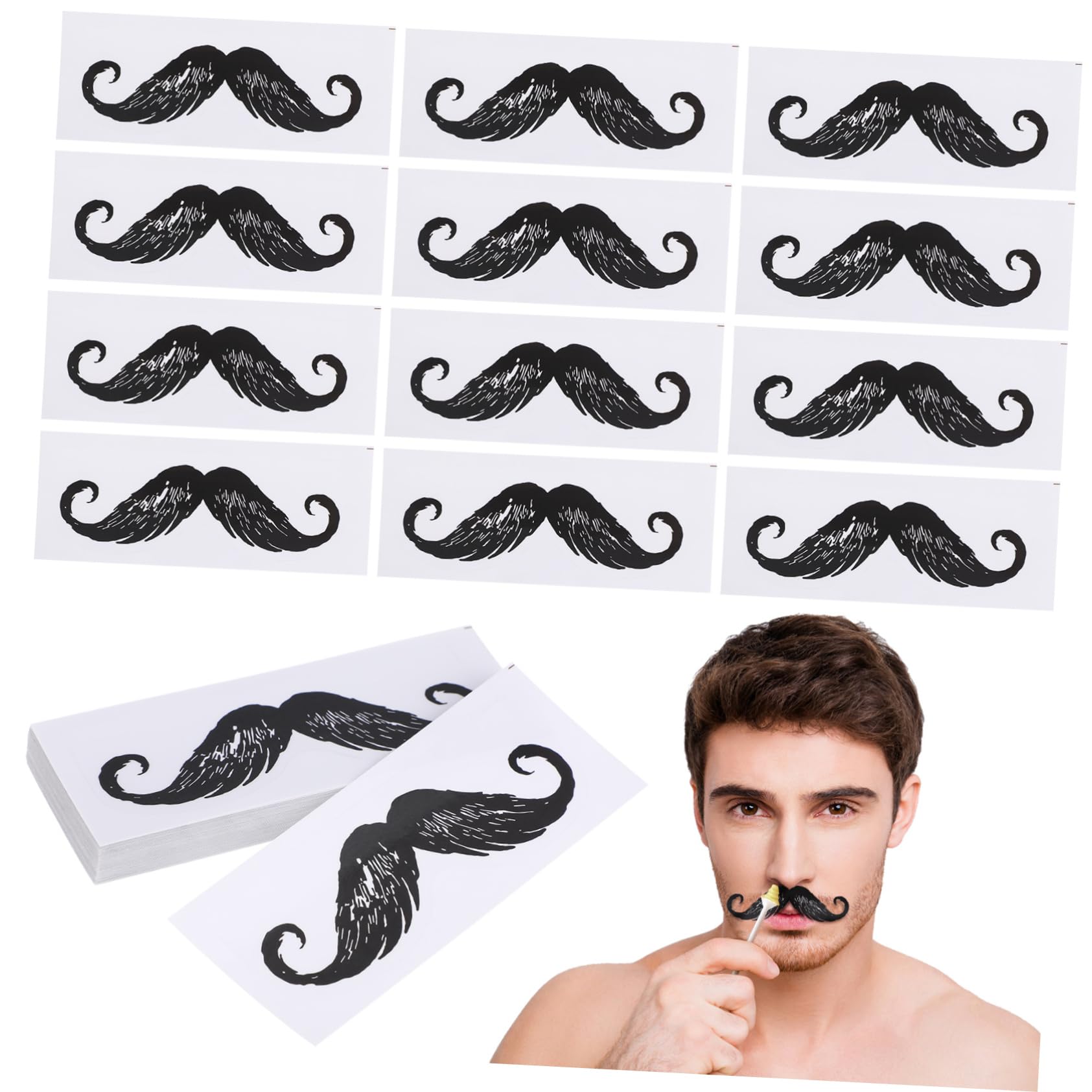 50pcs Mustache Waxing Stickers for Nose Hair Removal - Low Pain PP Material Sticker Set with Mustache Guards - No Residue & Beginner Friendly | Perfect for Home Waxing, Salon Use & DIY Hair Removal