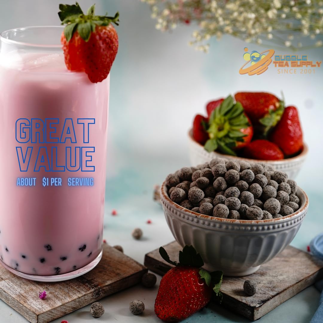 Strawberry Bubble Tea Kit - 40-45 Servings | Boba Tea Starter Set with Tapioca Pearls, Milk Tea Powder & Instant Boba | Perfect for Home, Parties & Gifts | DIY Bubble Tea Supplies for Boba Lovers