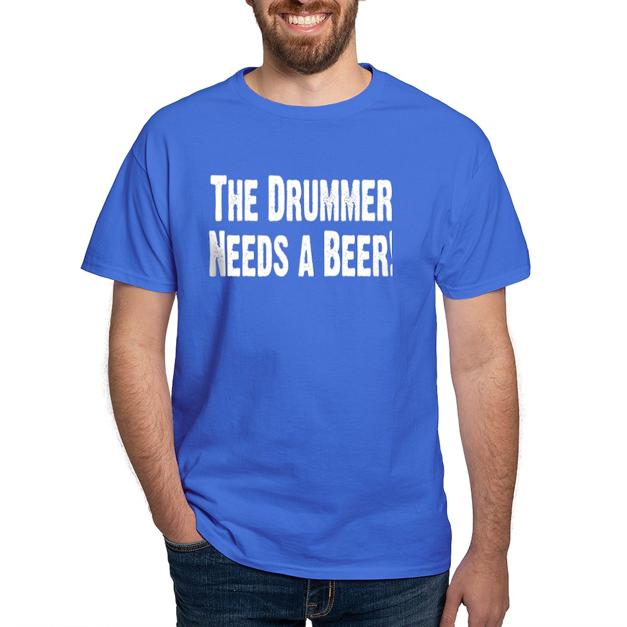 Drummer Needs A Beer! Men's 100% Cotton Dark Graphic T-Shirt - Perfect for Concerts, Music Festivals & Casual Wear